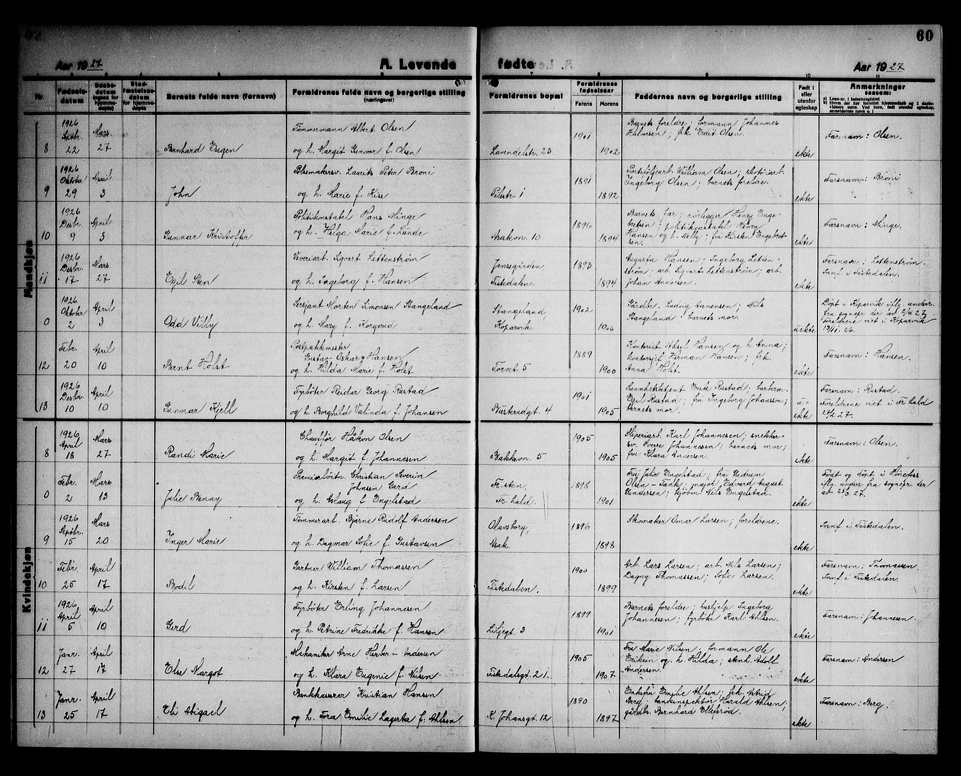 Halden prestekontor Kirkebøker, AV/SAO-A-10909/G/Ga/L0012: Parish register (copy) no. 12, 1923-1946, p. 60