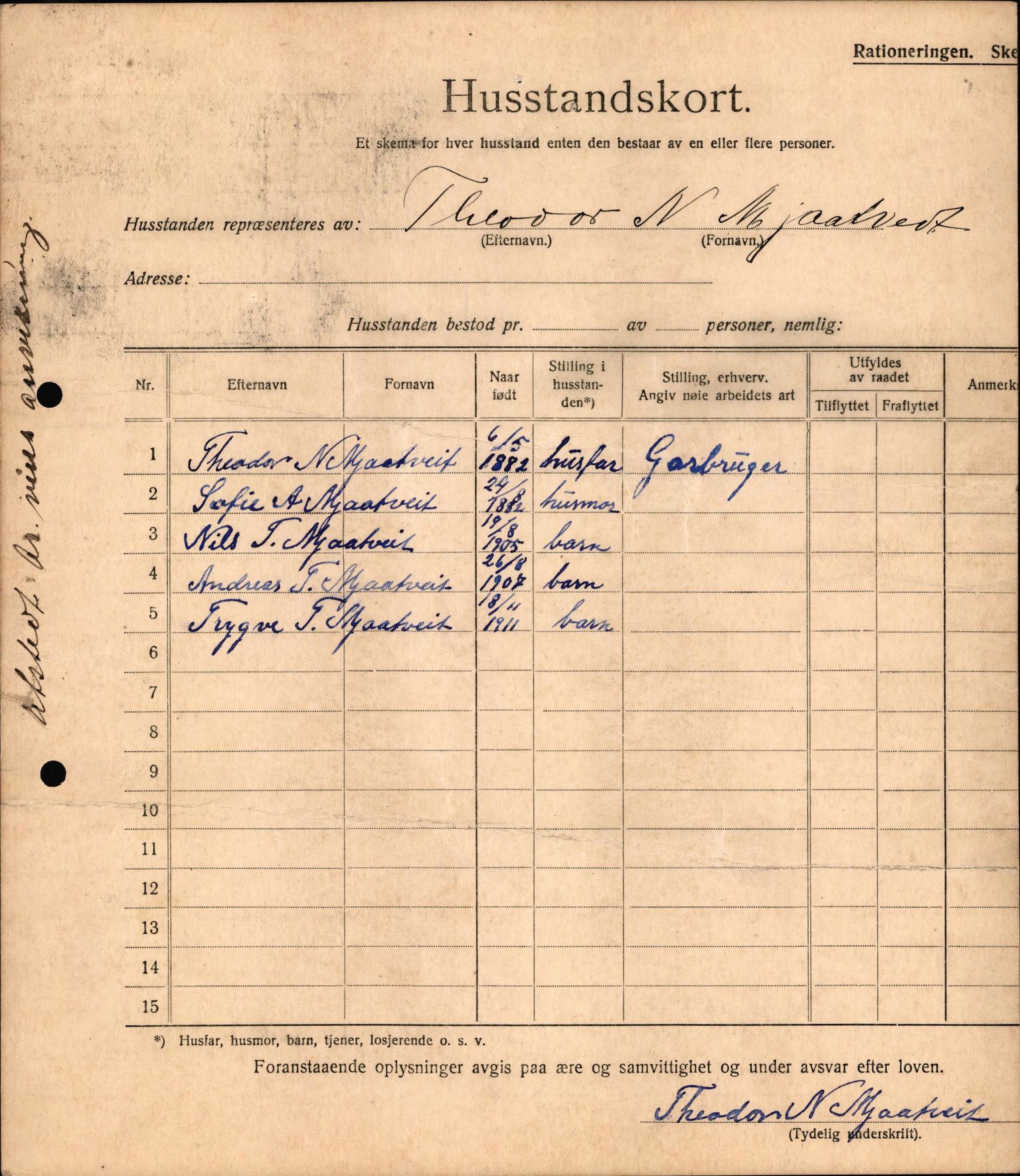 IKAH, Meland kommune, Provianteringsrådet, Husstander per 01.11.1917, 1917-1918, p. 247