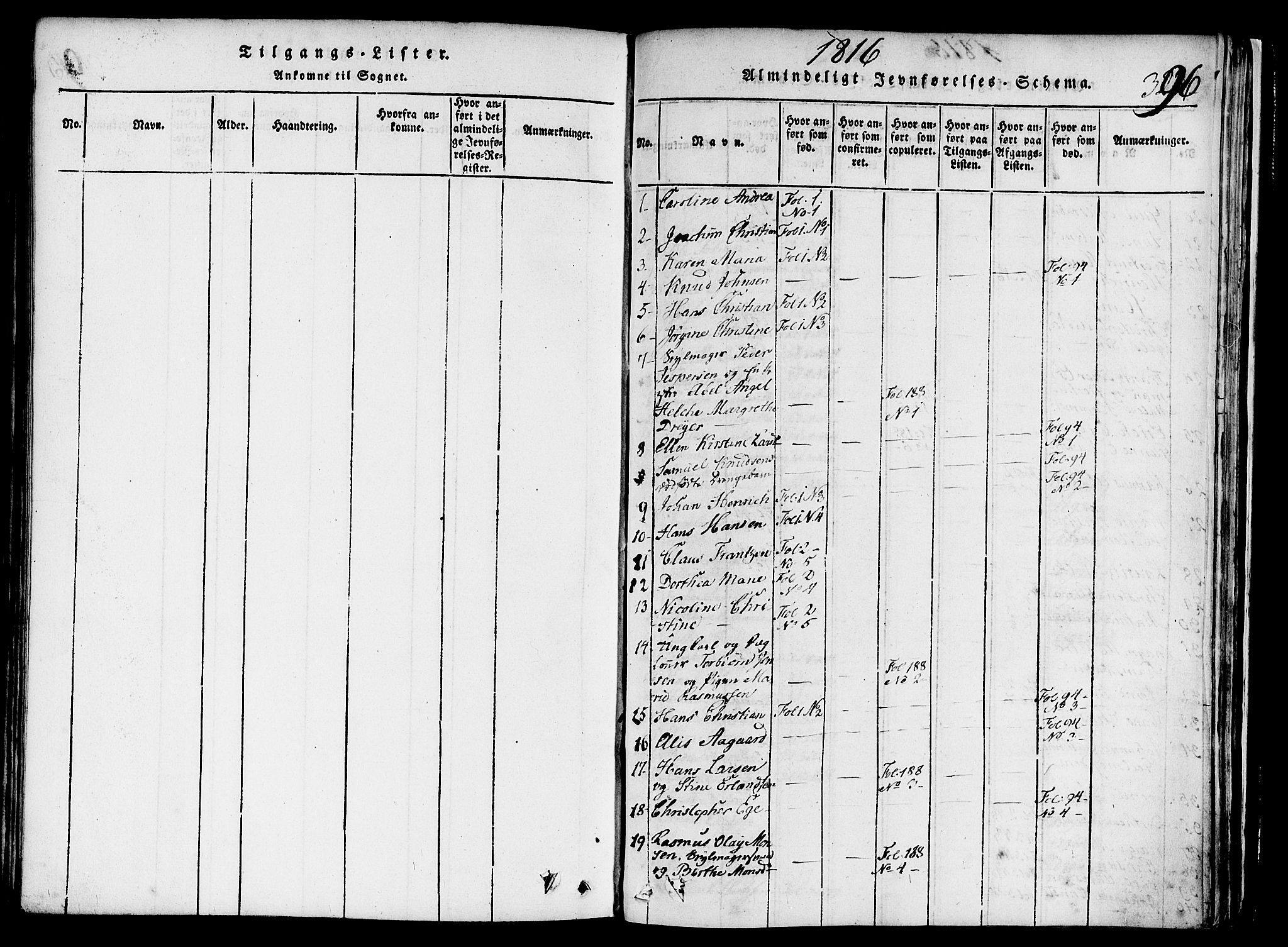 Nykirken Sokneprestembete, SAB/A-77101/H/Haa/L0011: Parish register (official) no. A 11, 1816-1821, p. 396