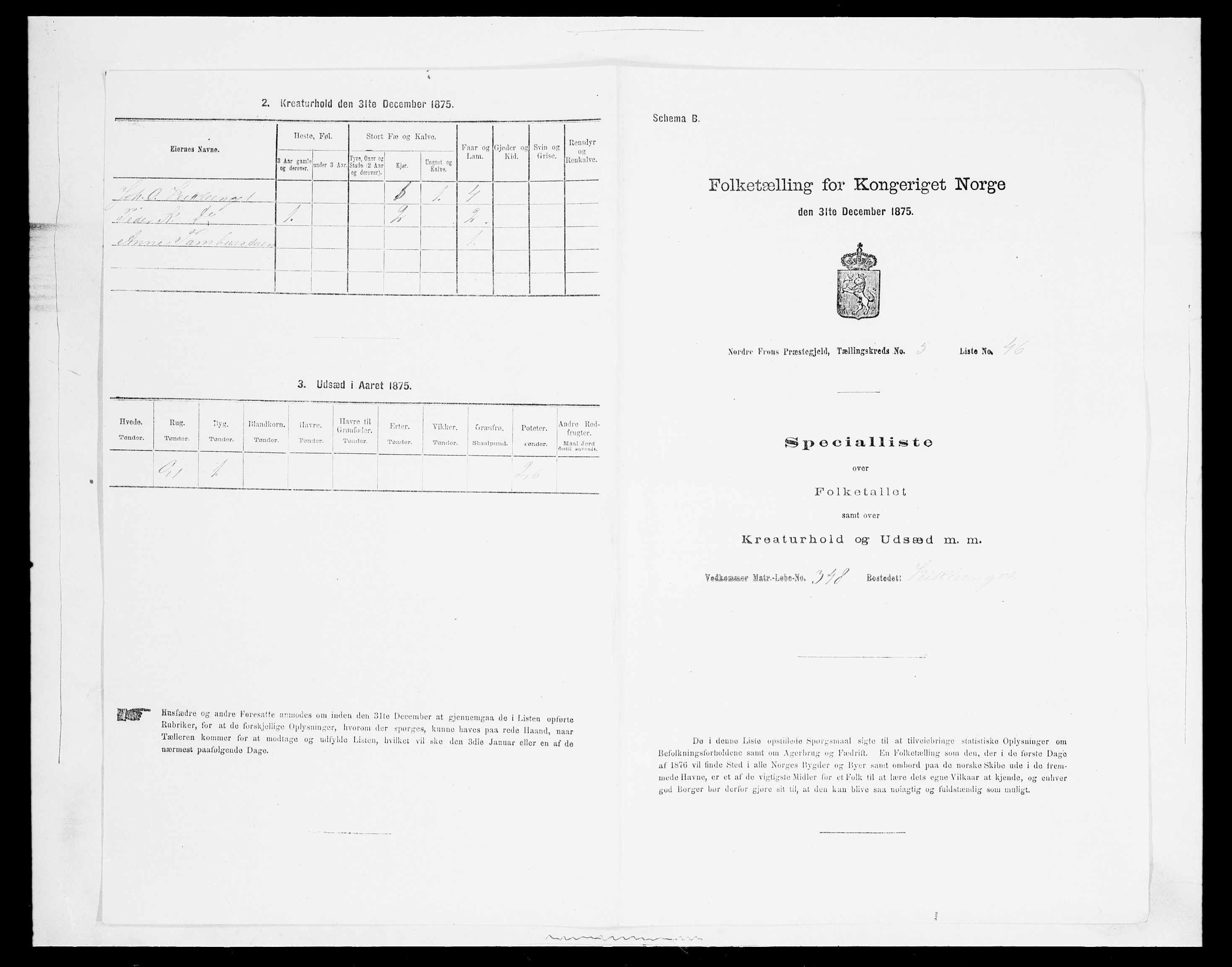 SAH, 1875 census for 0518P Nord-Fron, 1875, p. 865