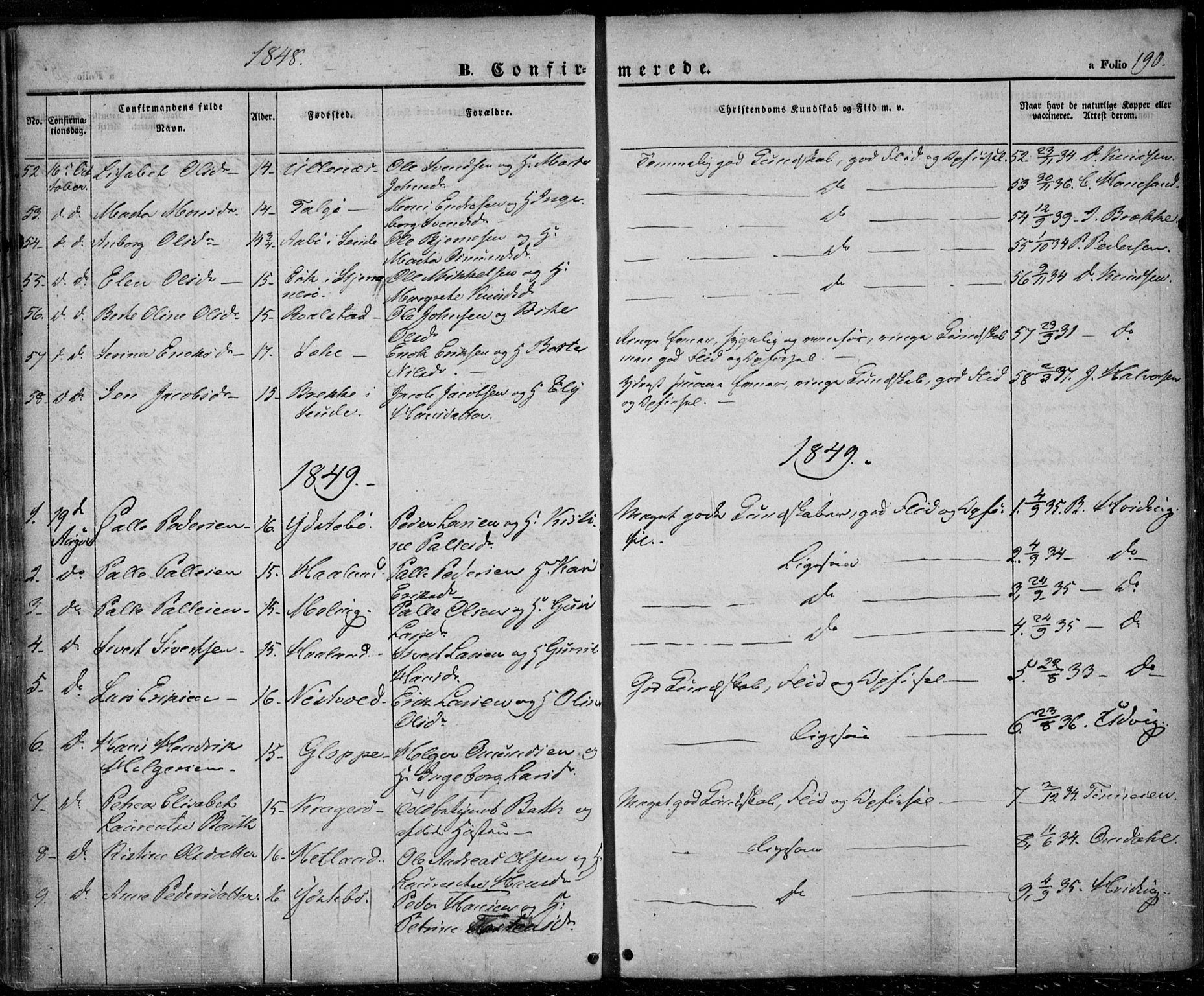 Rennesøy sokneprestkontor, SAST/A -101827/H/Ha/Haa/L0005: Parish register (official) no. A 5, 1838-1859, p. 190