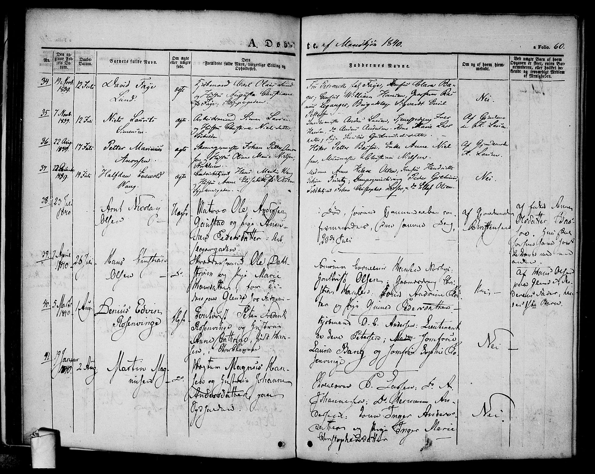 Halden prestekontor Kirkebøker, AV/SAO-A-10909/F/Fa/L0005: Parish register (official) no. I 5, 1834-1845, p. 60