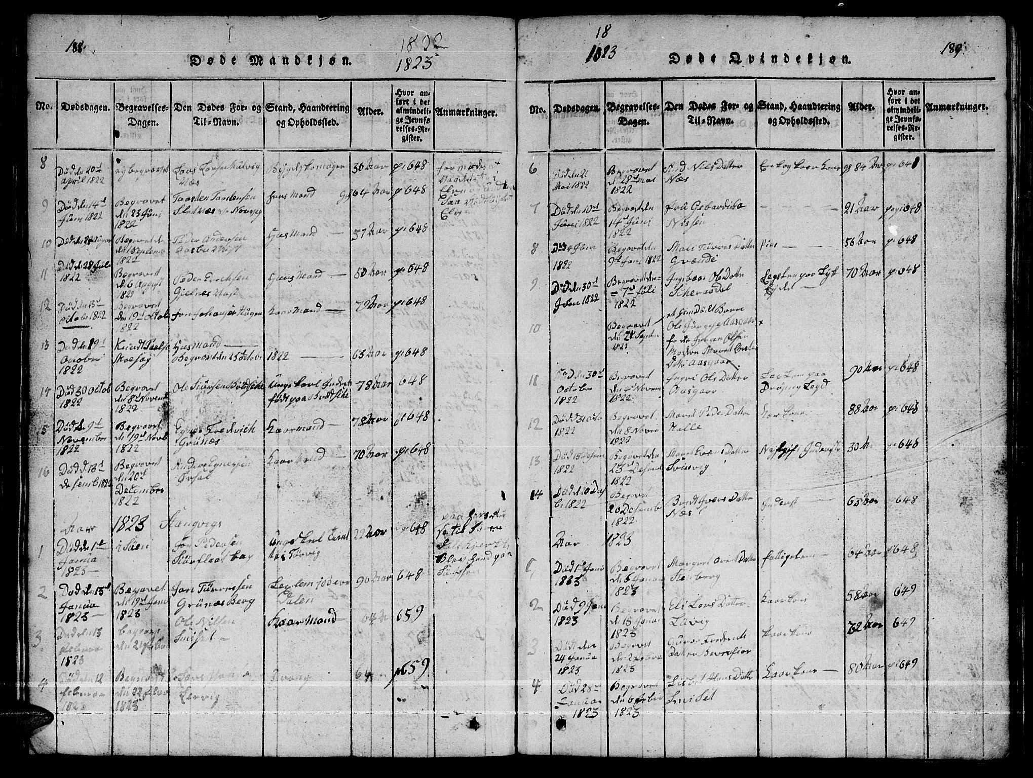 Ministerialprotokoller, klokkerbøker og fødselsregistre - Møre og Romsdal, AV/SAT-A-1454/592/L1031: Parish register (copy) no. 592C01, 1820-1833, p. 188-189