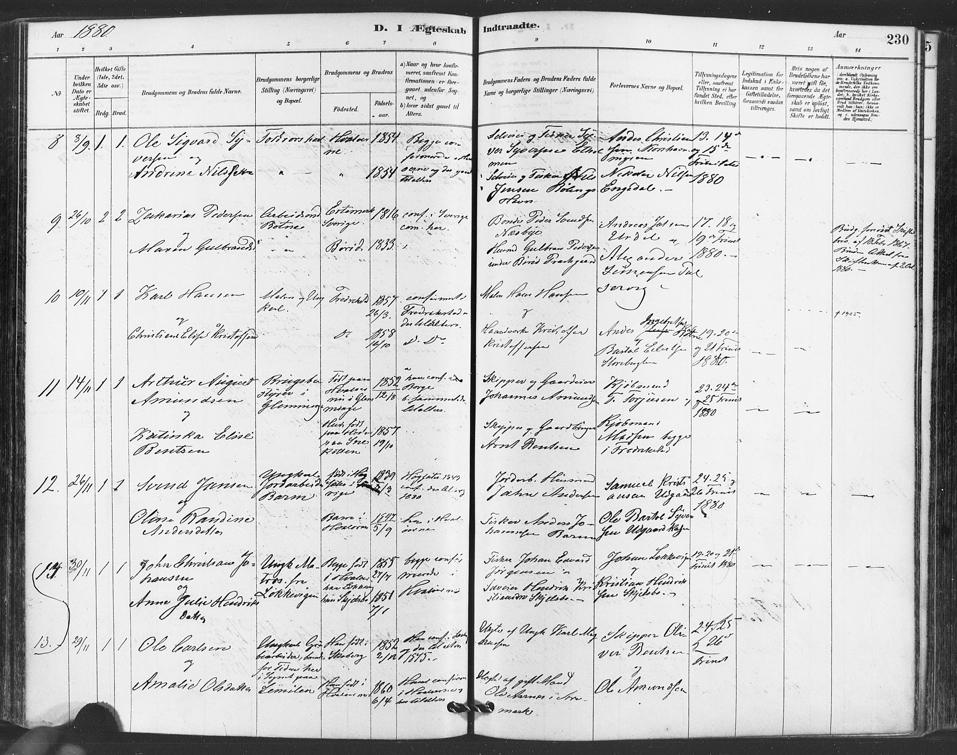 Hvaler prestekontor Kirkebøker, AV/SAO-A-2001/F/Fa/L0008: Parish register (official) no. I 8, 1878-1895, p. 230