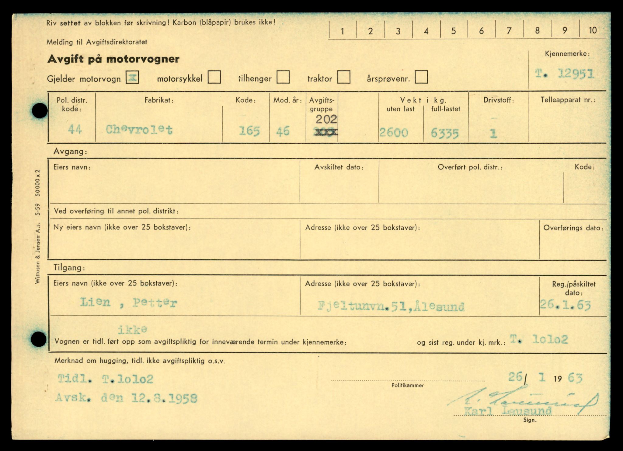 Møre og Romsdal vegkontor - Ålesund trafikkstasjon, AV/SAT-A-4099/F/Fe/L0036: Registreringskort for kjøretøy T 12831 - T 13030, 1927-1998, p. 1851