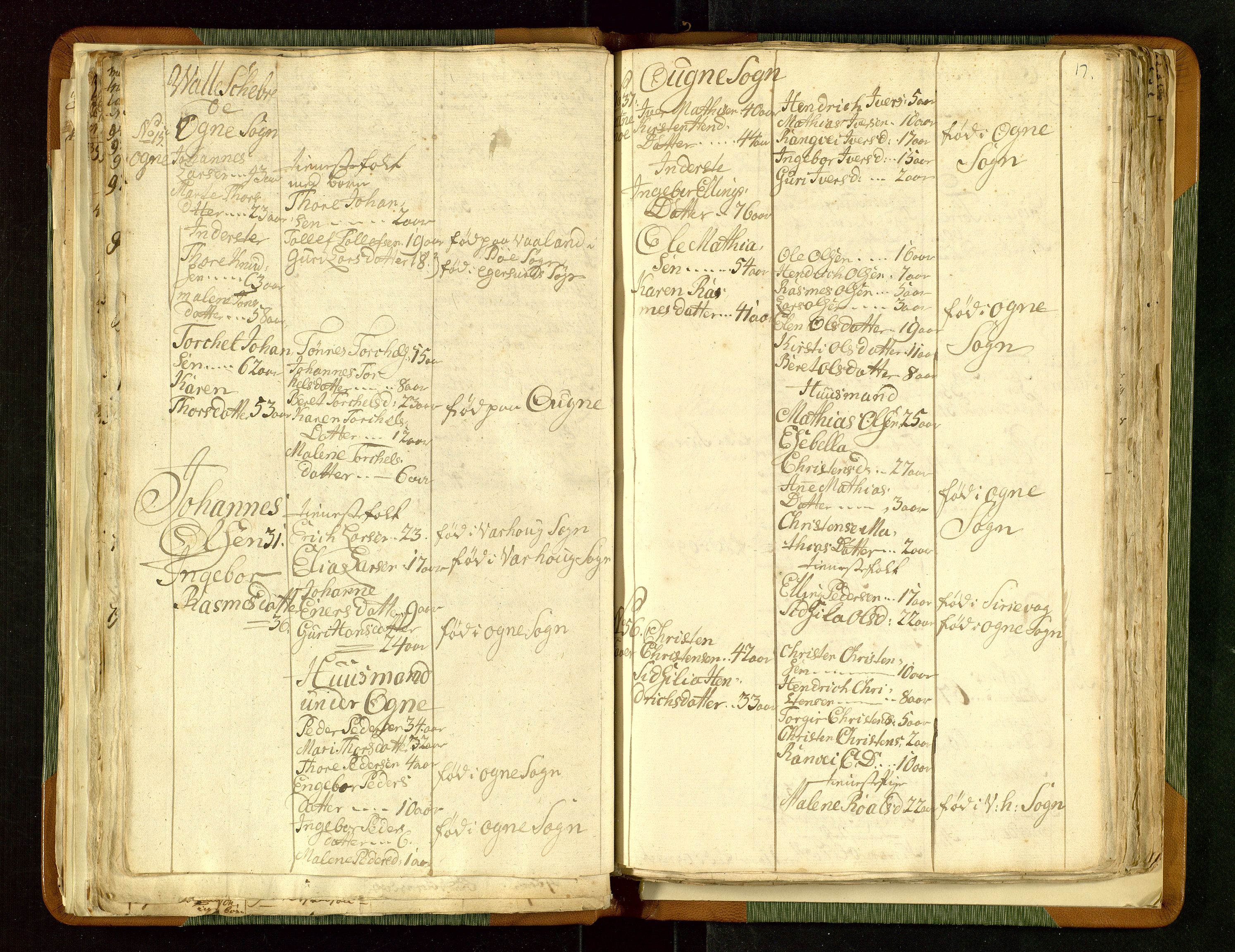 Fylkesmannen i Rogaland, AV/SAST-A-101928/99/3/325/325CA/L0015: MILITÆRE MANNTALL/LEGDSRULLER: RYFYLKE, JÆREN OG DALANE FOGDERI, 2.WESTERLENSKE REGIMENT, LENSMANNSMANNTALL JÆREN, 1754-1759, p. 16b-17a