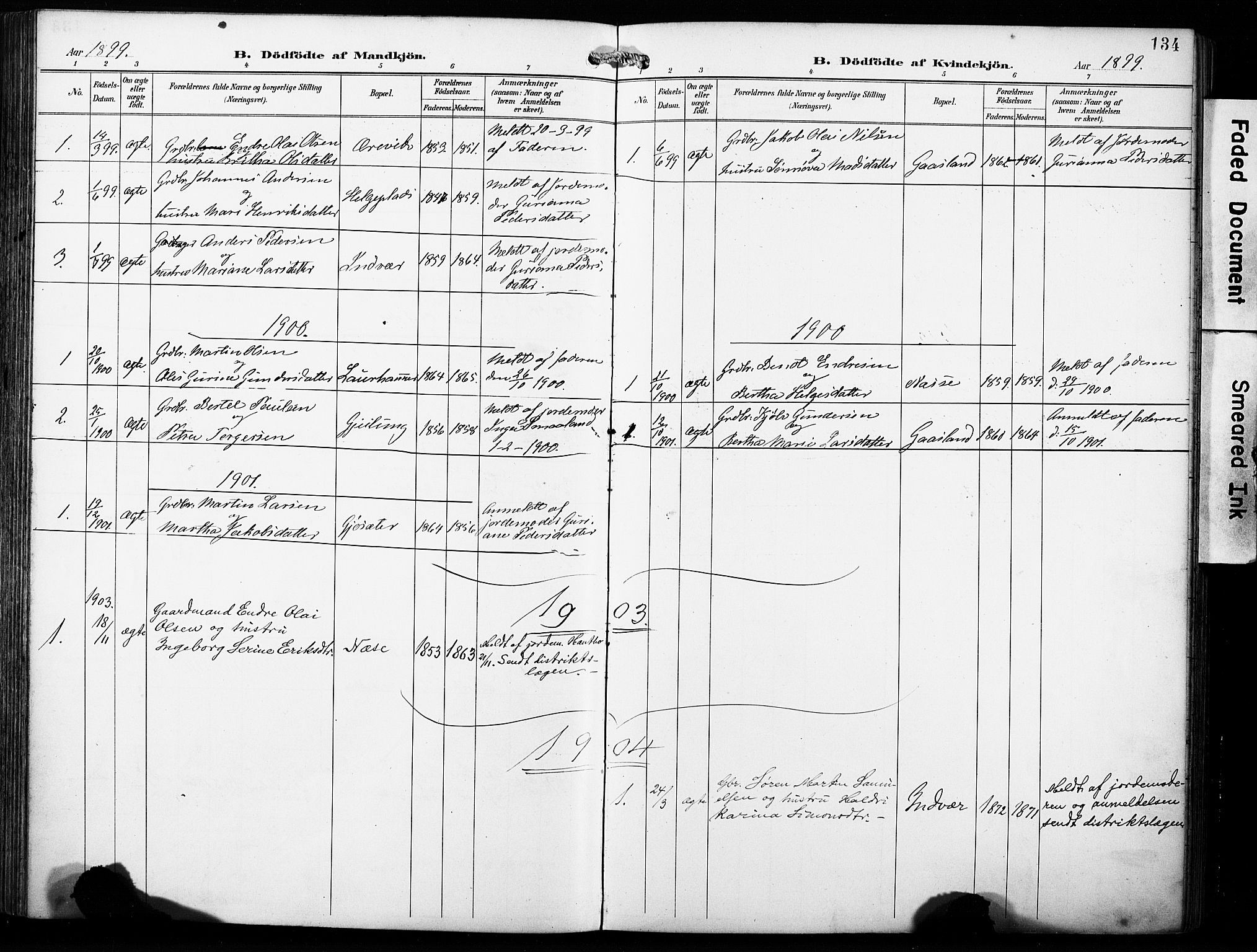 Finnås sokneprestembete, SAB/A-99925/H/Ha/Haa/Haac/L0002: Parish register (official) no. C 2, 1895-1904, p. 134