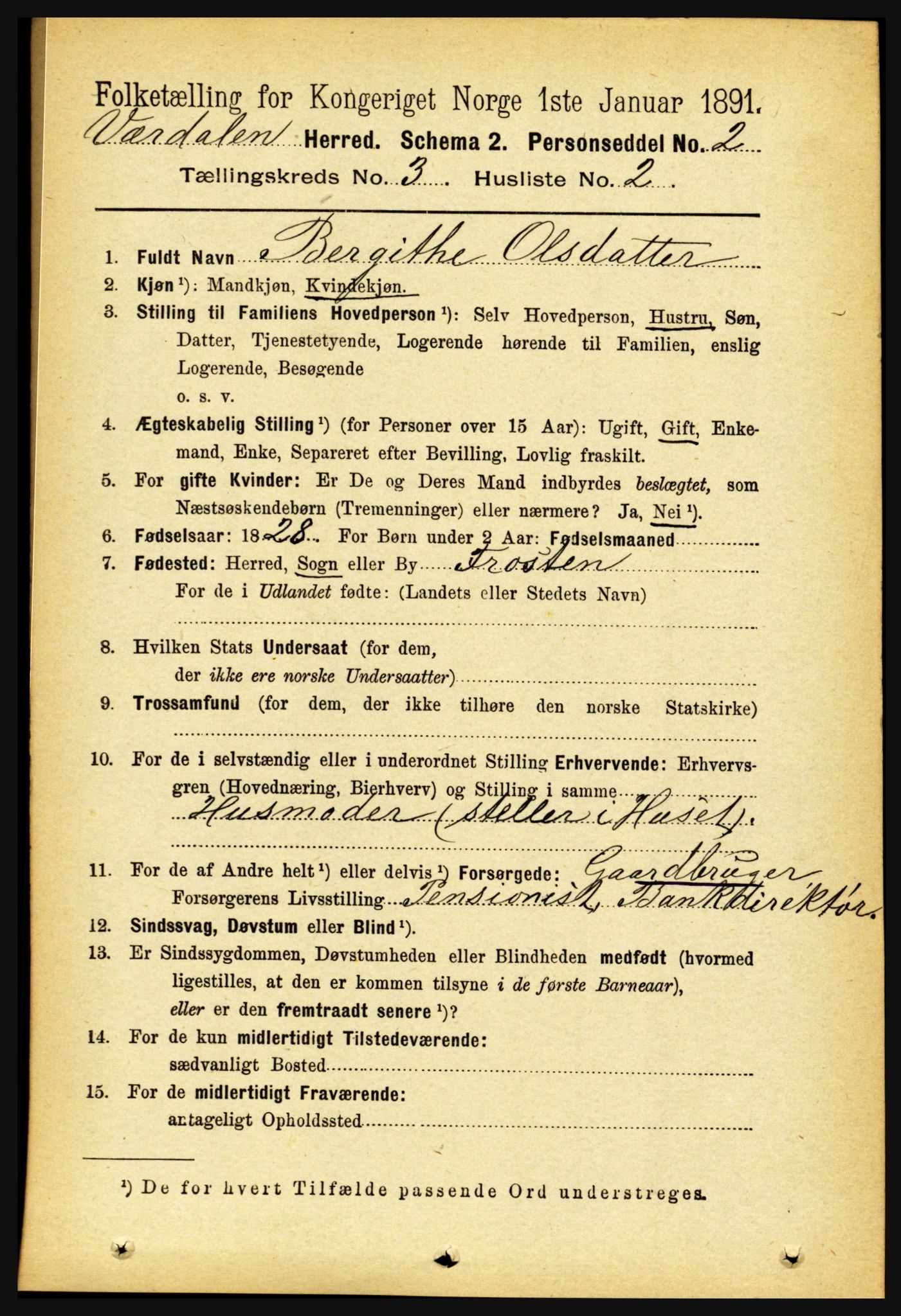 RA, 1891 census for 1721 Verdal, 1891, p. 1782