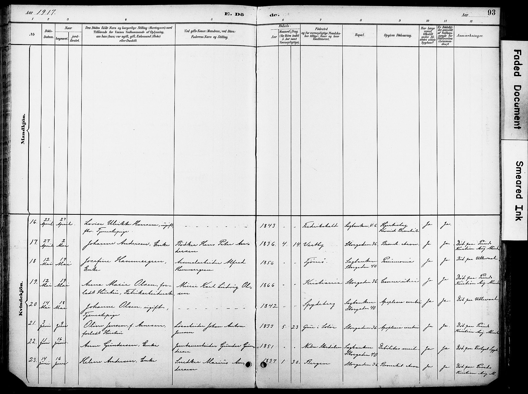 Krohgstøtten sykehusprest Kirkebøker, AV/SAO-A-10854/F/Fa/L0003: Parish register (official) no. 3, 1890-1935, p. 93