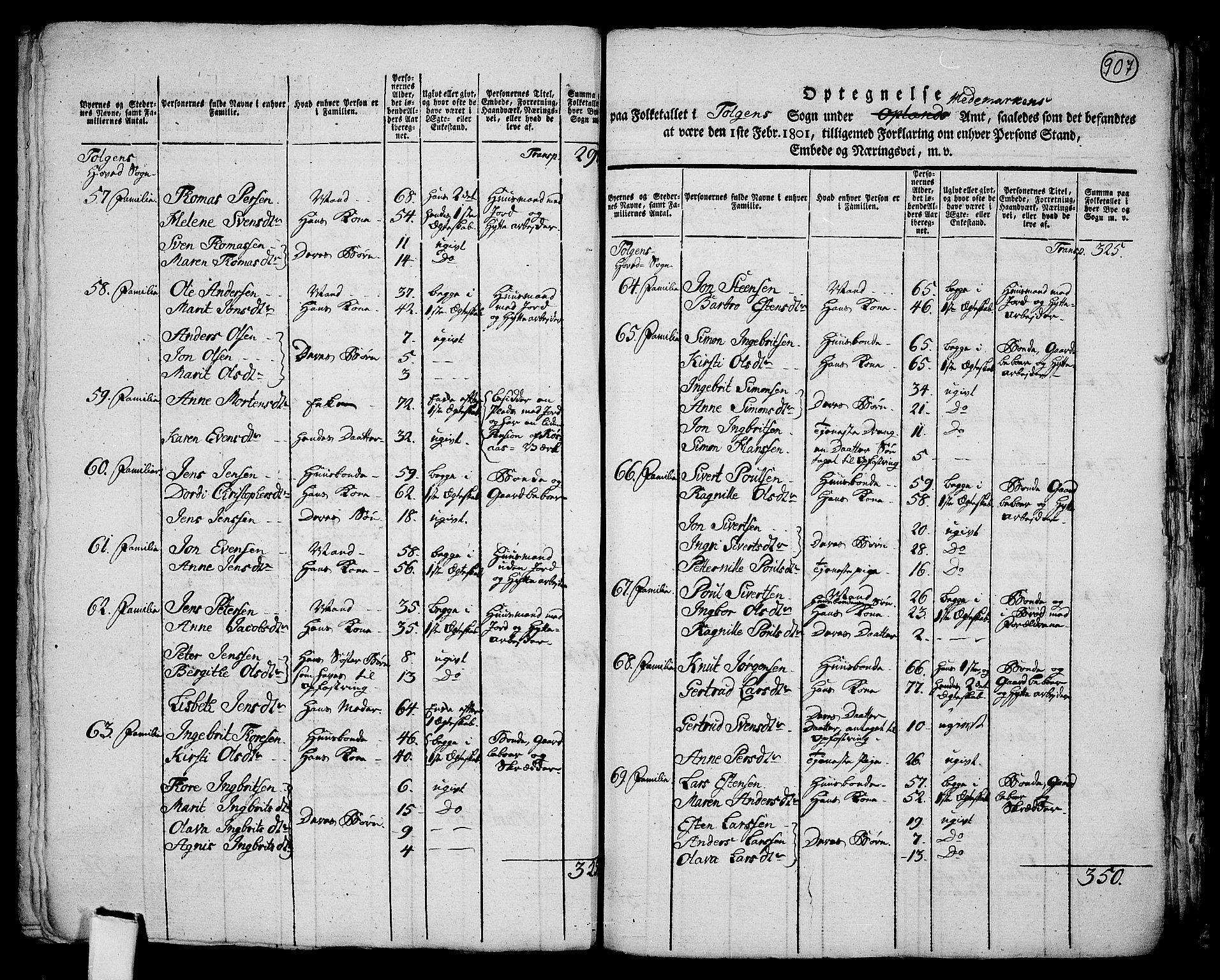 RA, 1801 census for 0436P Tolga, 1801, p. 906b-907a