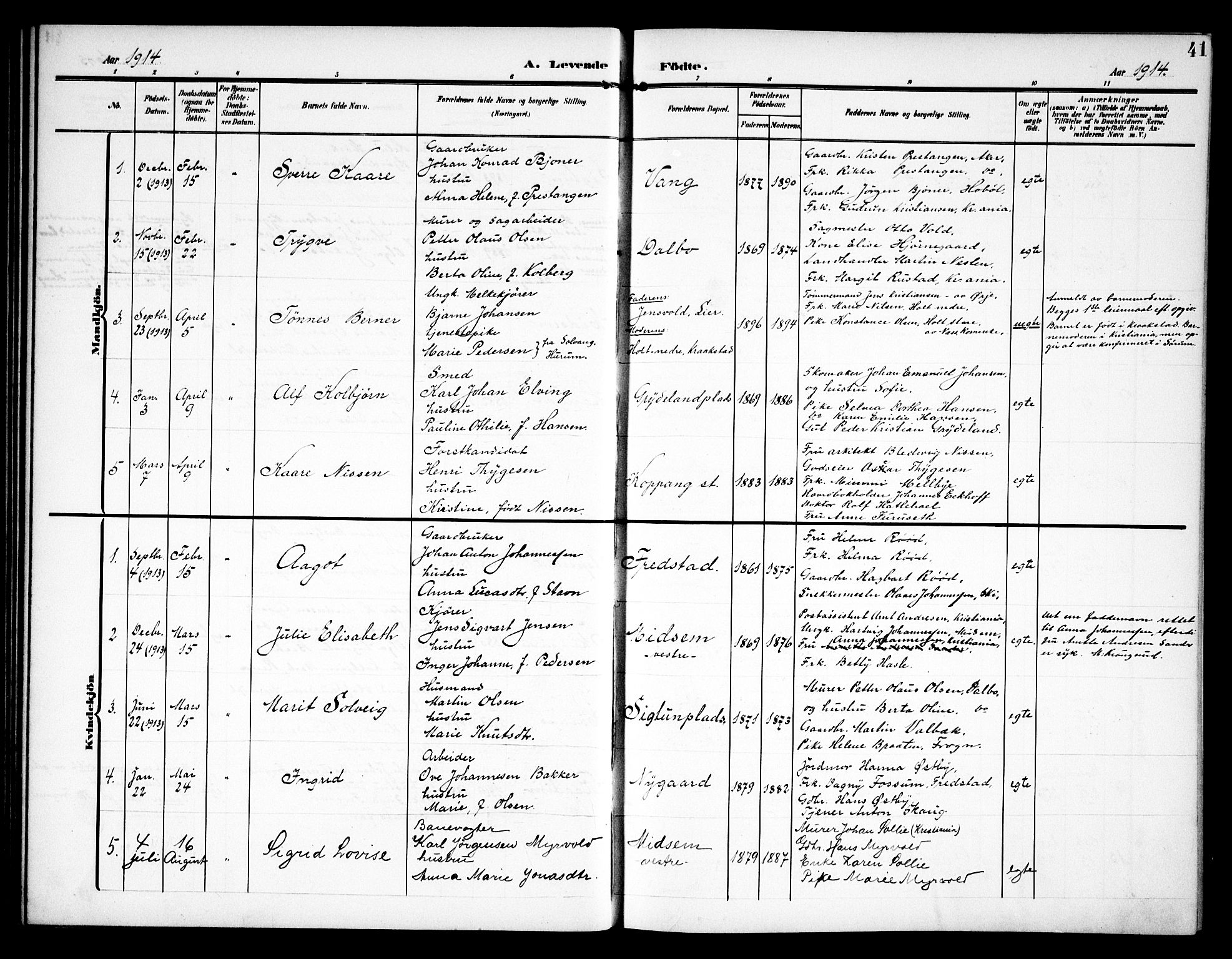 Kråkstad prestekontor Kirkebøker, AV/SAO-A-10125a/G/Ga/L0002: Parish register (copy) no. I 2, 1905-1934, p. 41