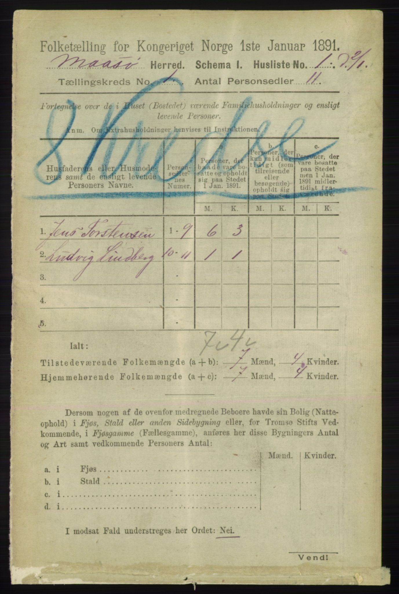 RA, 1891 census for 2018 Måsøy, 1891, p. 24