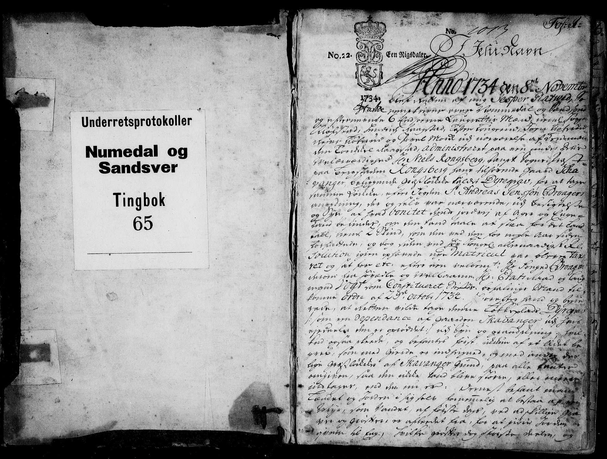 Numedal og Sandsvær sorenskriveri, SAKO/A-128/F/Fa/Faa/L0065: Tingbøker, 1734-1737, p. 0b-1a