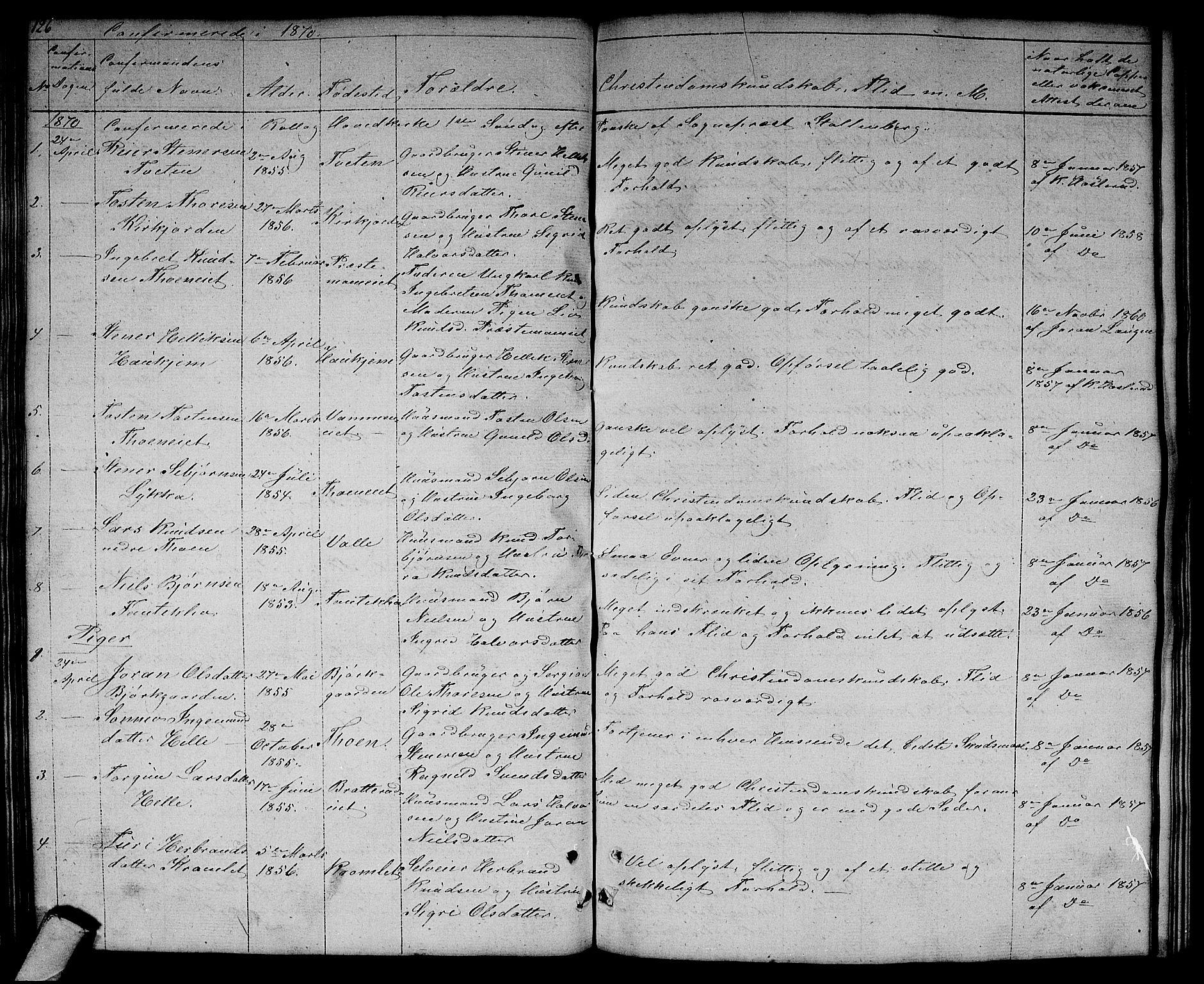 Rollag kirkebøker, SAKO/A-240/G/Gb/L0001: Parish register (copy) no. II 1, 1836-1877, p. 126