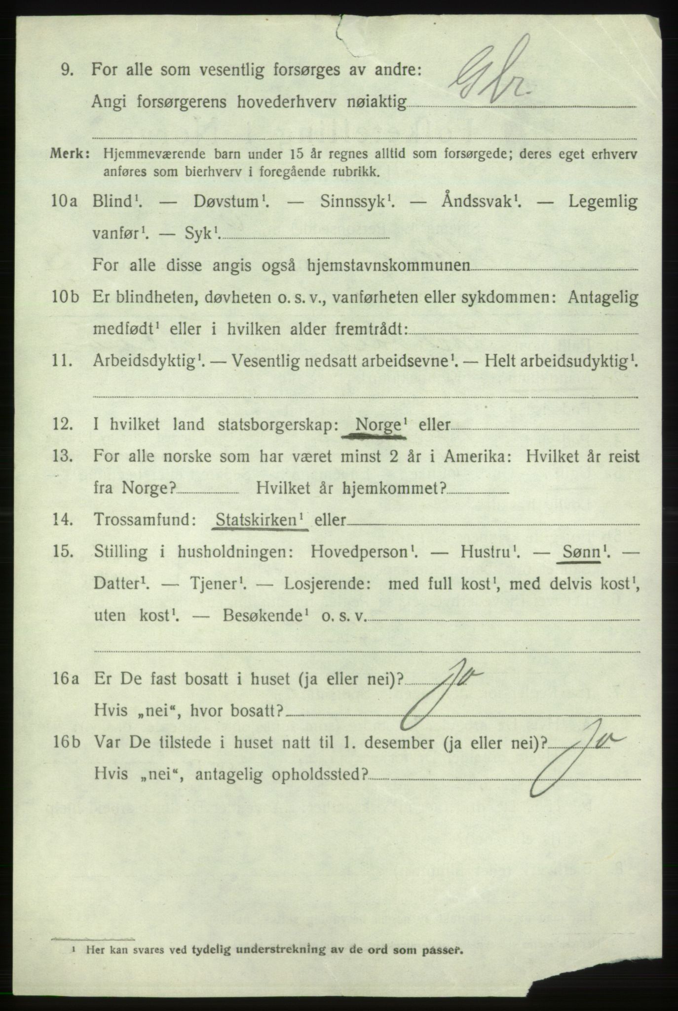 SAB, 1920 census for Fjelberg, 1920, p. 1120