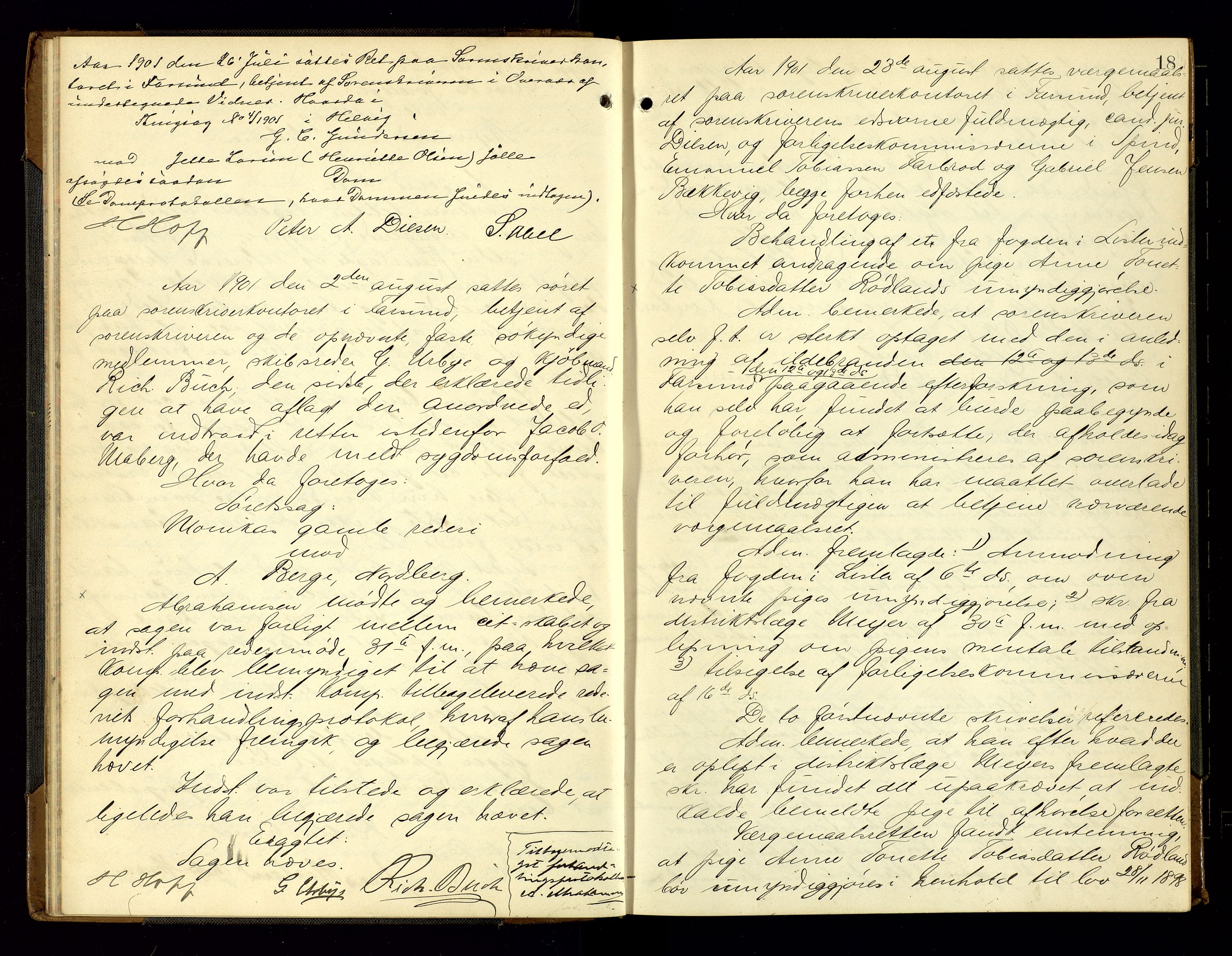 Lyngdal sorenskriveri, AV/SAK-1221-0004/F/Fb/L0093: Ekstrarettsprotokoll nr. 29, 1901-1904, p. 18