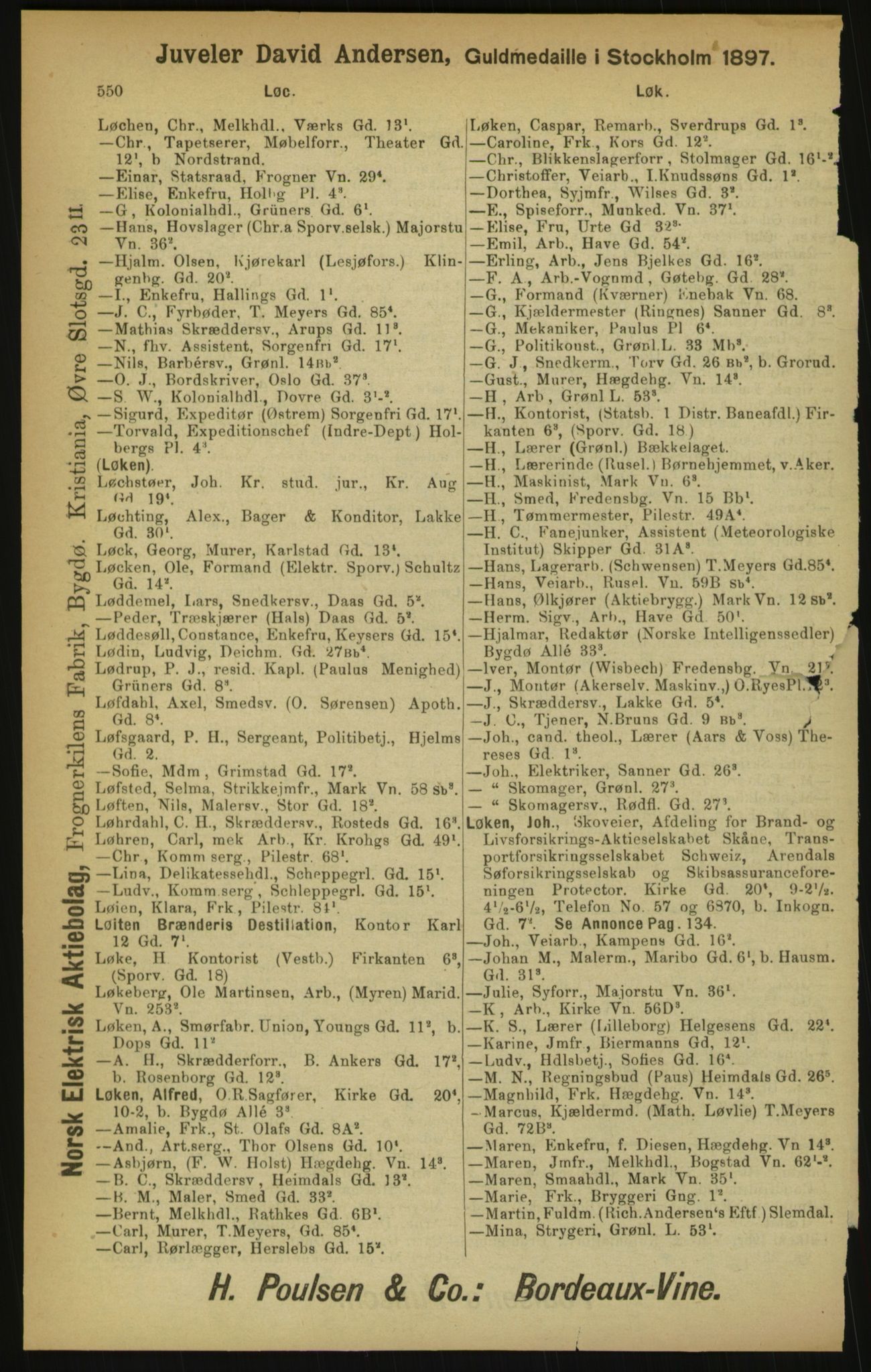 Kristiania/Oslo adressebok, PUBL/-, 1900, p. 550