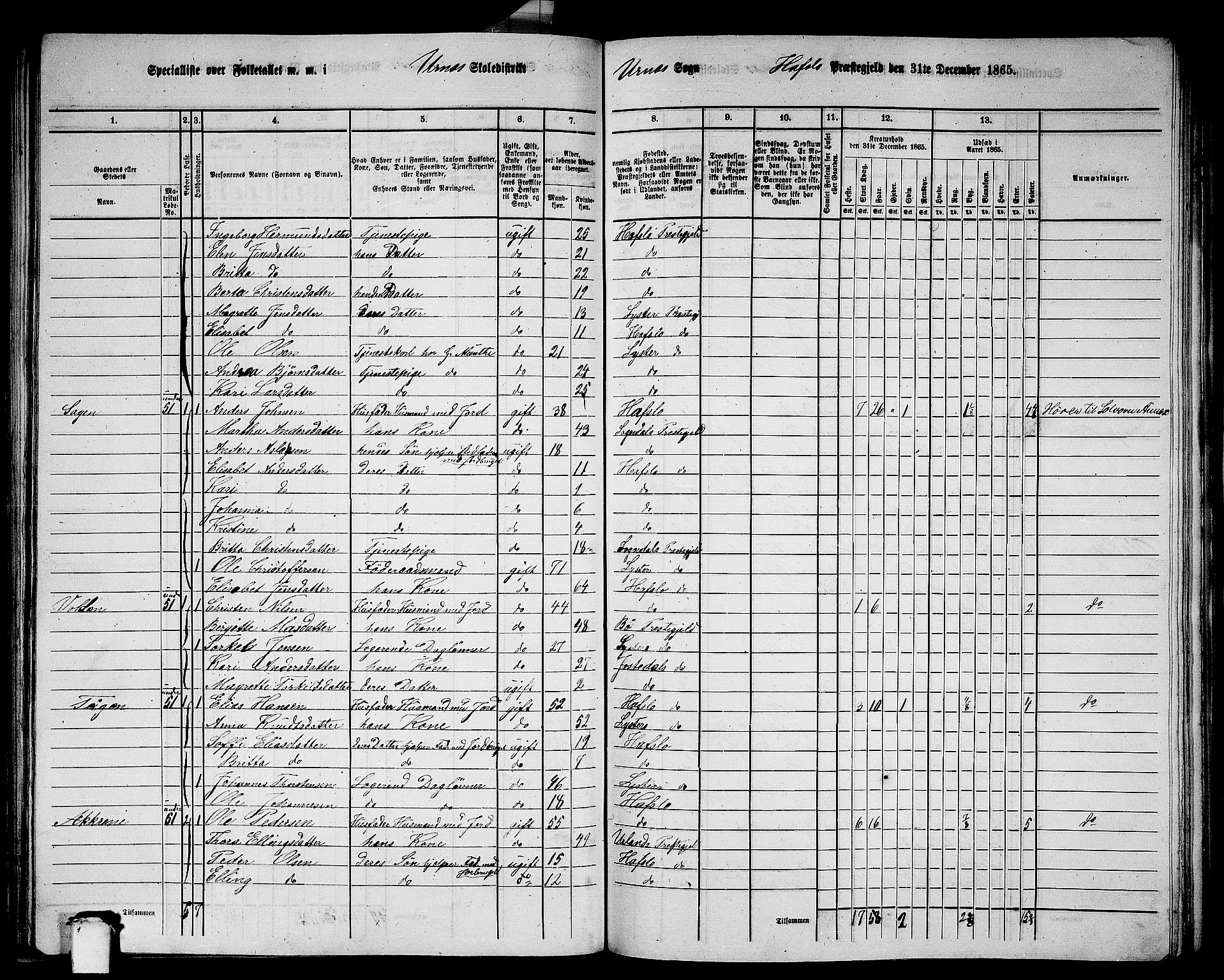 RA, 1865 census for Hafslo, 1865, p. 90