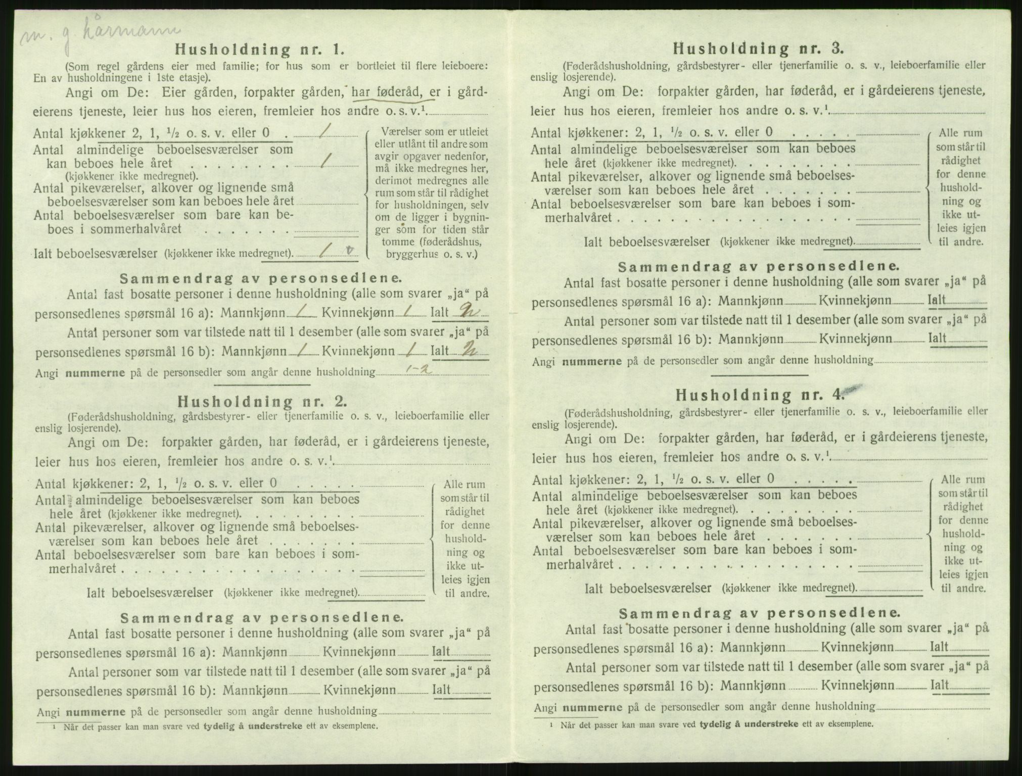 SAT, 1920 census for Hareid, 1920, p. 536