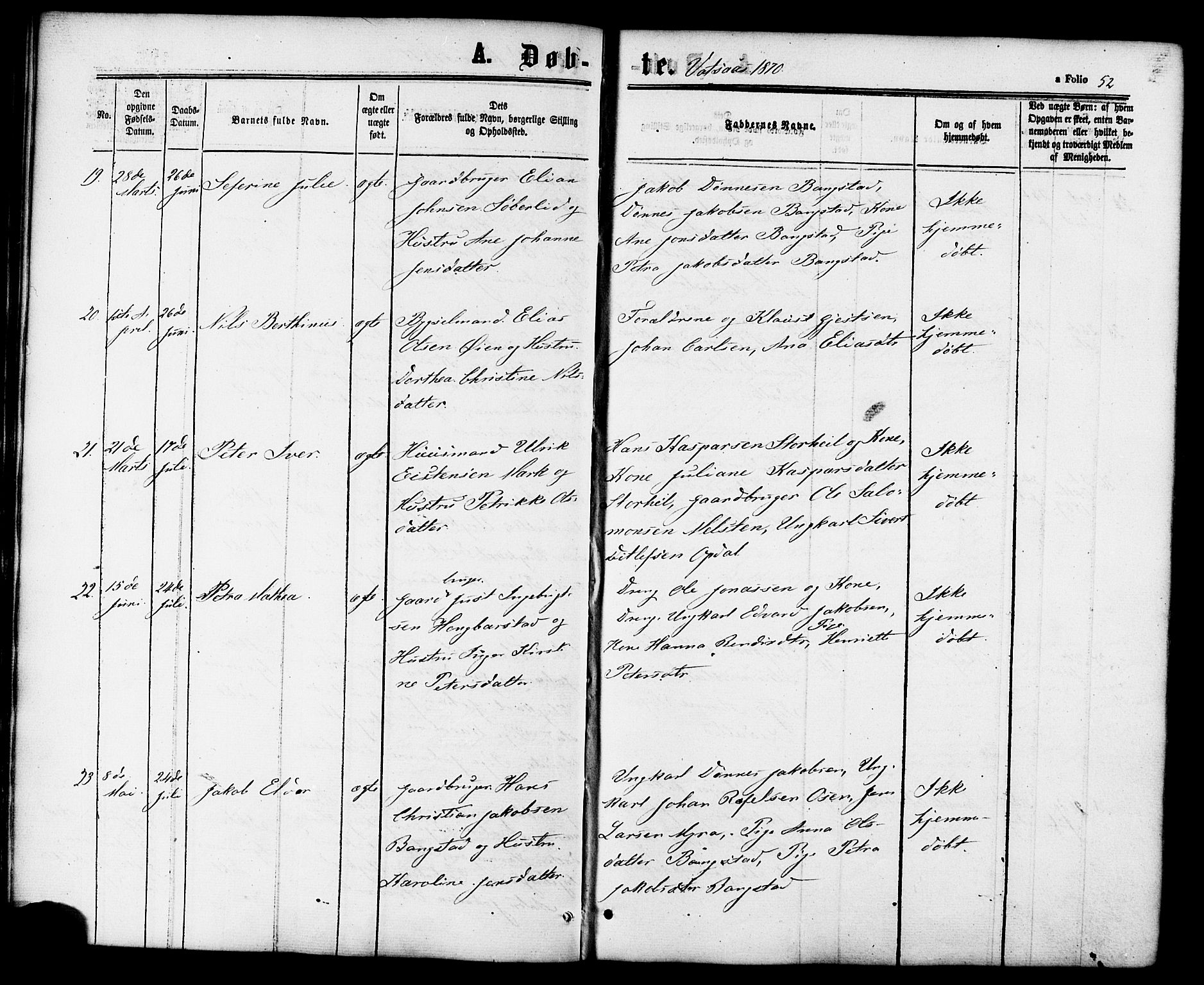 Ministerialprotokoller, klokkerbøker og fødselsregistre - Nordland, AV/SAT-A-1459/810/L0146: Parish register (official) no. 810A08 /1, 1862-1874, p. 52