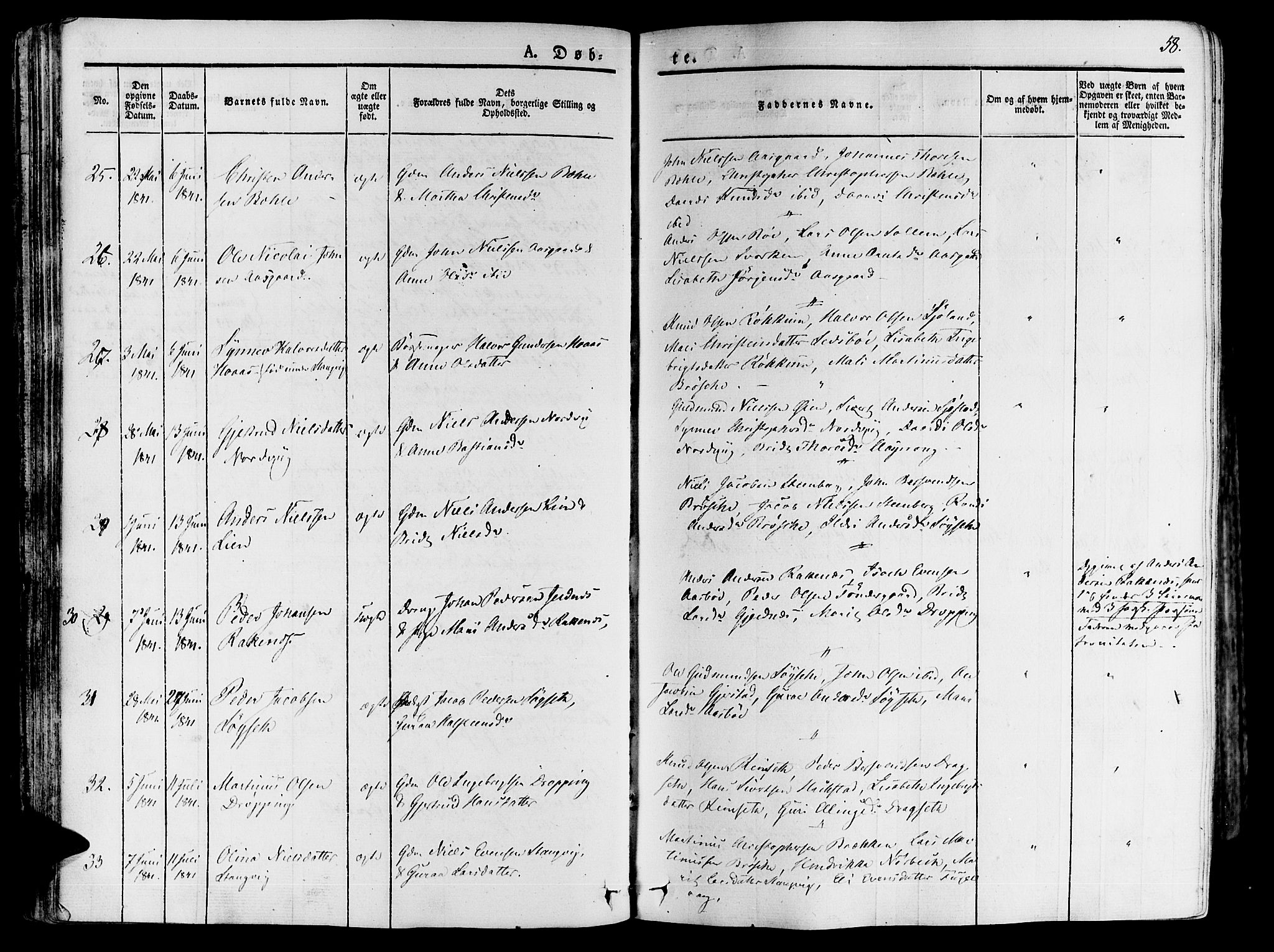 Ministerialprotokoller, klokkerbøker og fødselsregistre - Møre og Romsdal, AV/SAT-A-1454/592/L1024: Parish register (official) no. 592A03 /1, 1831-1849, p. 58