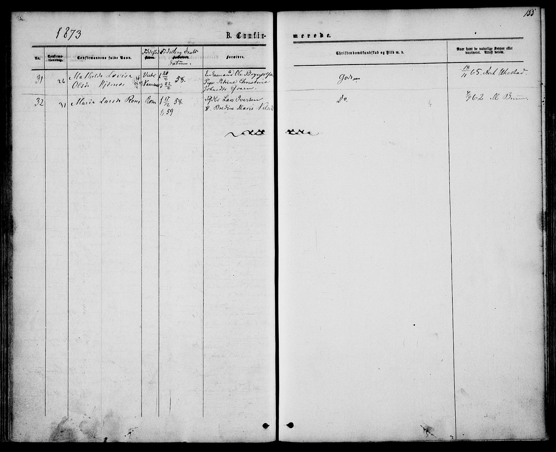 Sem kirkebøker, AV/SAKO-A-5/F/Fa/L0008: Parish register (official) no. I 8, 1866-1873, p. 155