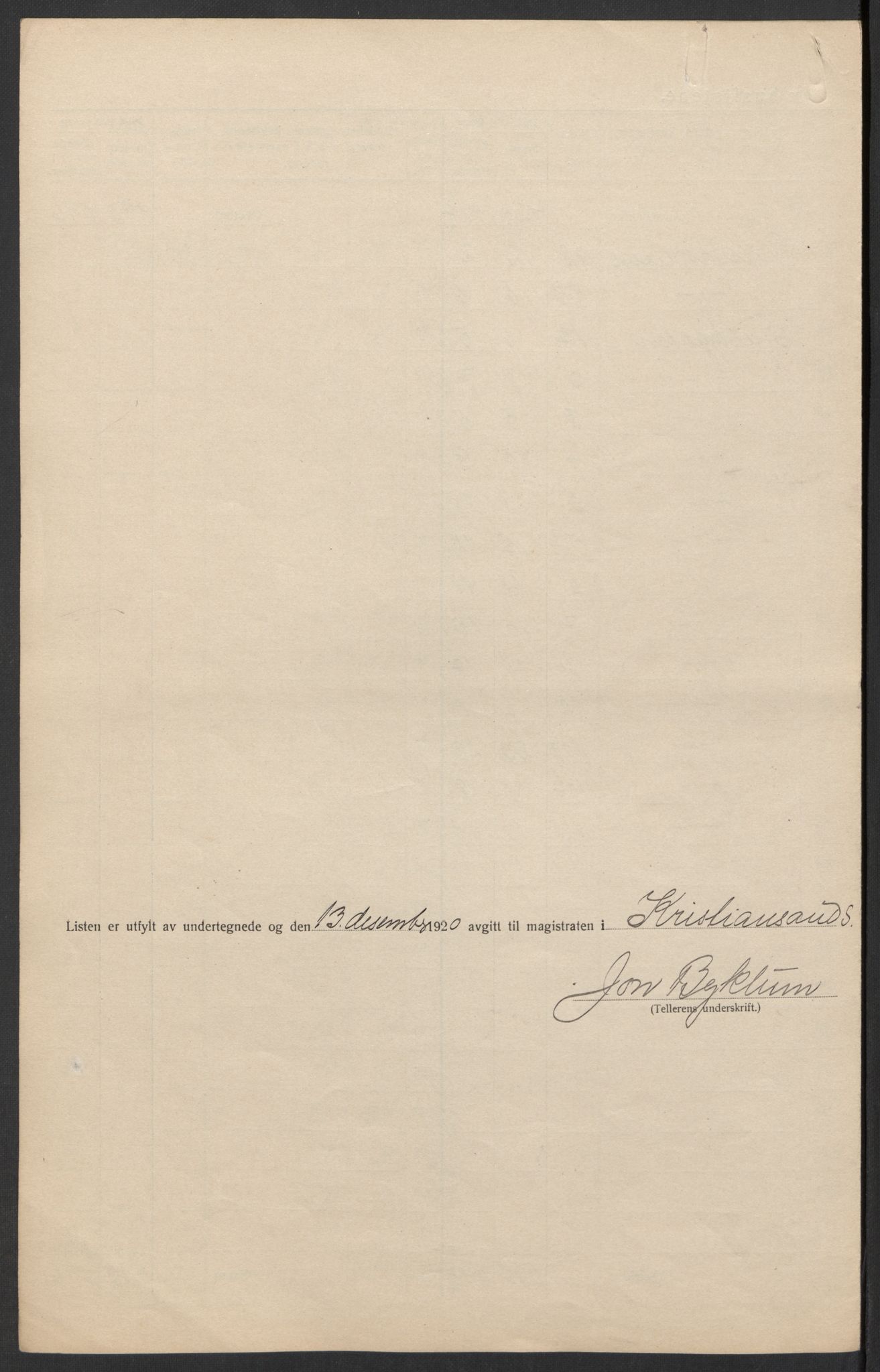 SAK, 1920 census for Kristiansand, 1920, p. 57