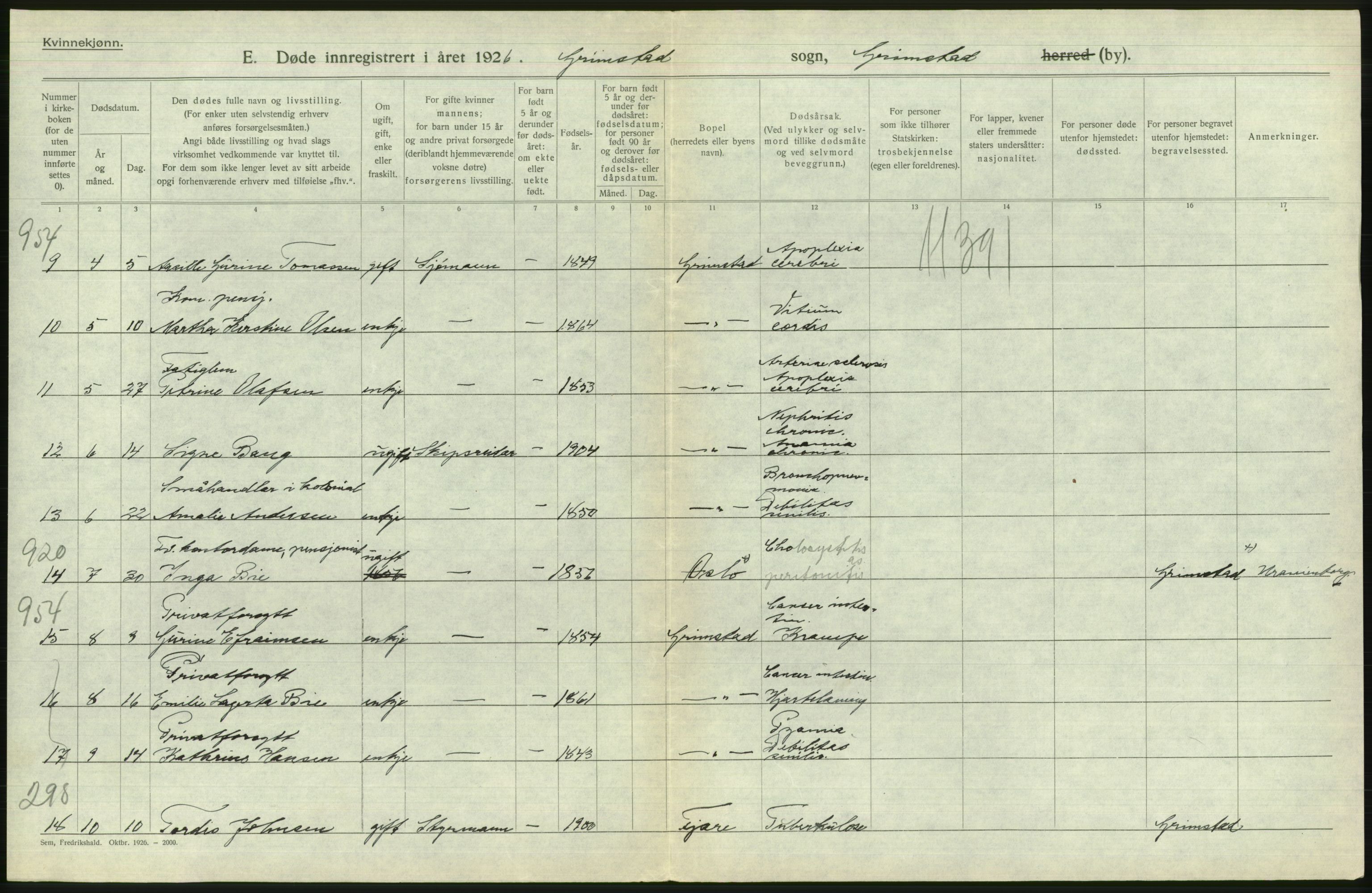 Statistisk sentralbyrå, Sosiodemografiske emner, Befolkning, AV/RA-S-2228/D/Df/Dfc/Dfcf/L0021: Aust-Agder fylke: Levendefødte menn og kvinner, gifte, døde, dødfødte. Bygder og byer., 1926, p. 516