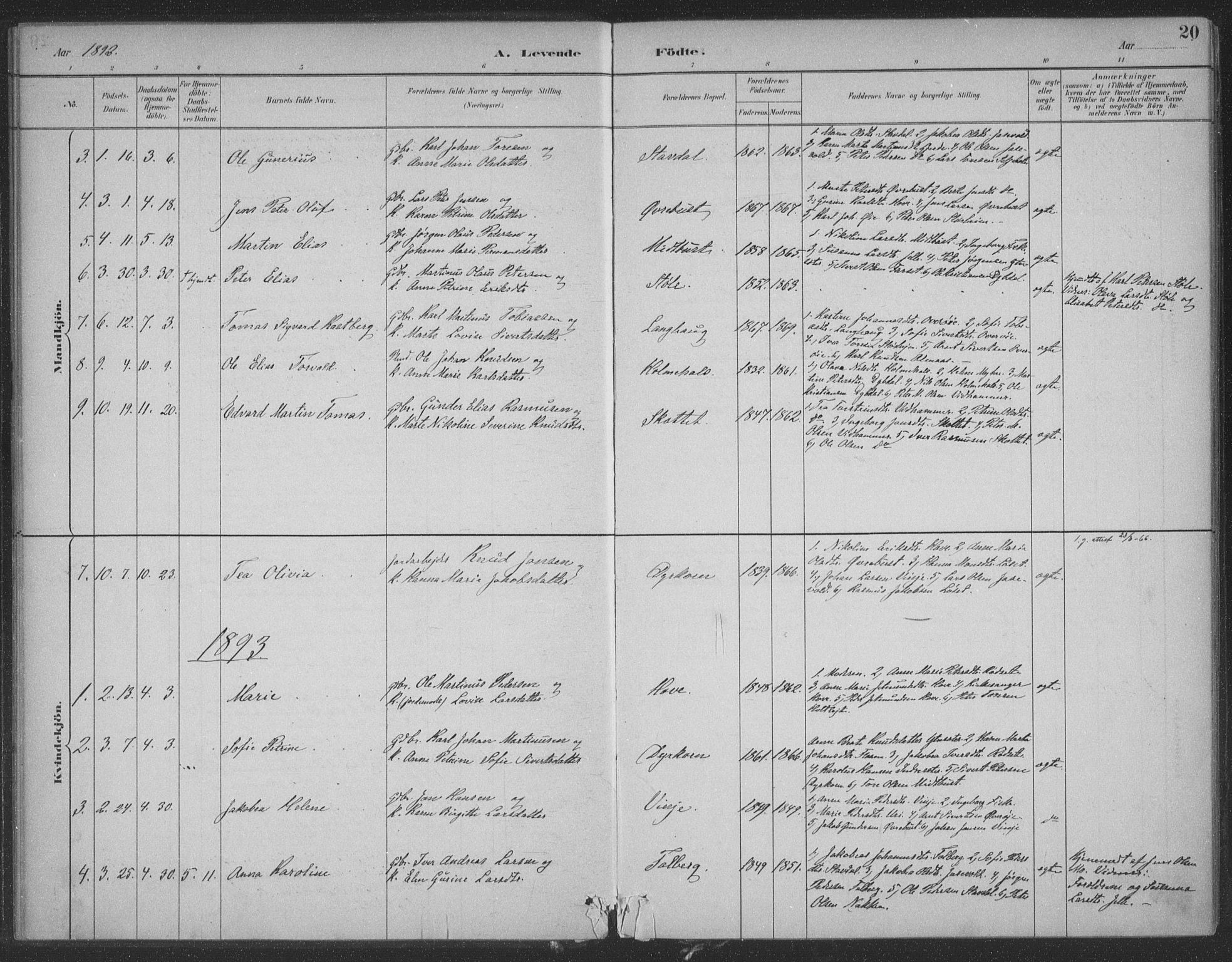 Ministerialprotokoller, klokkerbøker og fødselsregistre - Møre og Romsdal, SAT/A-1454/521/L0299: Parish register (official) no. 521A01, 1882-1907, p. 20
