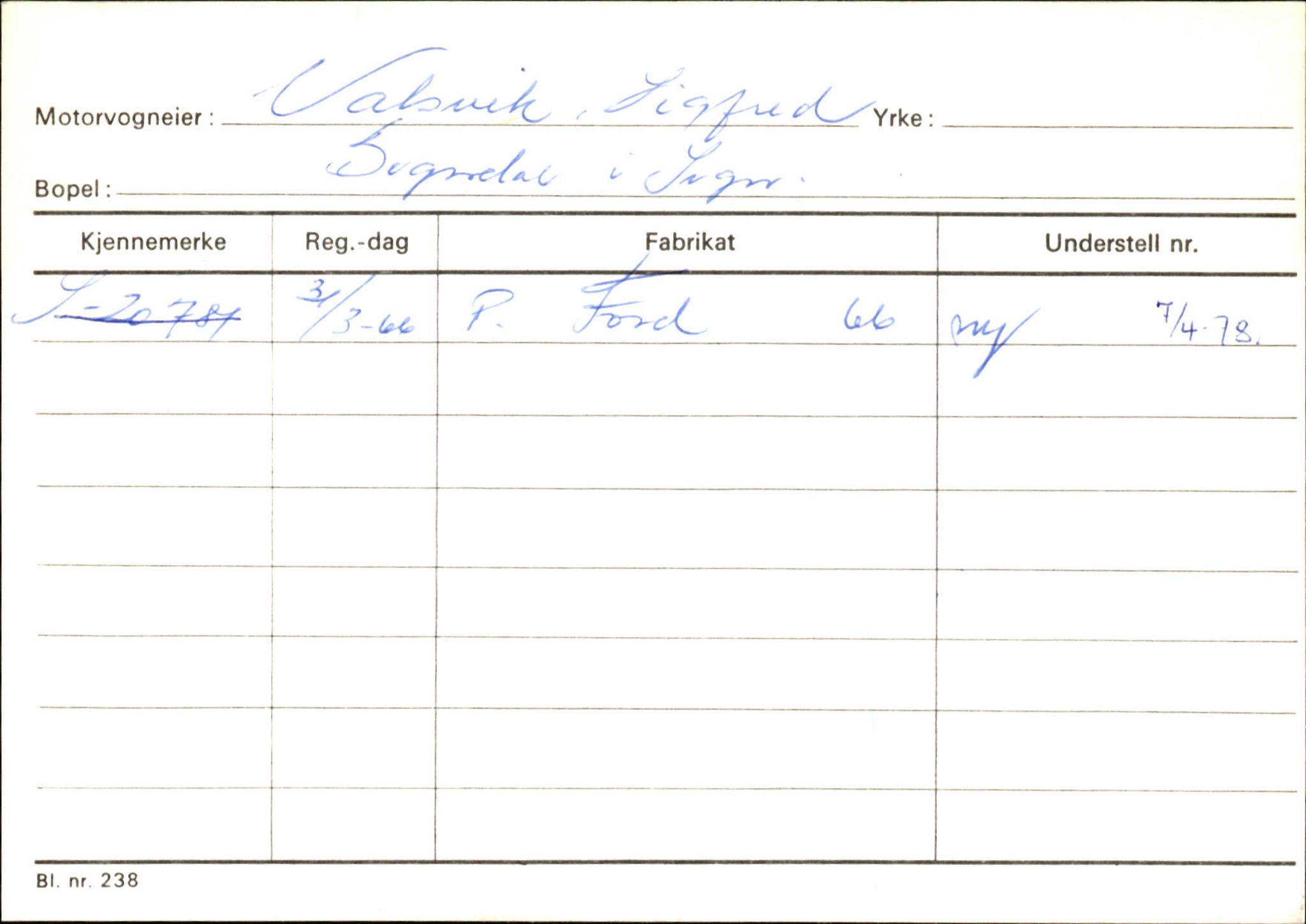 Statens vegvesen, Sogn og Fjordane vegkontor, SAB/A-5301/4/F/L0125: Eigarregister Sogndal V-Å. Aurland A-Å. Fjaler A-N, 1945-1975, p. 2