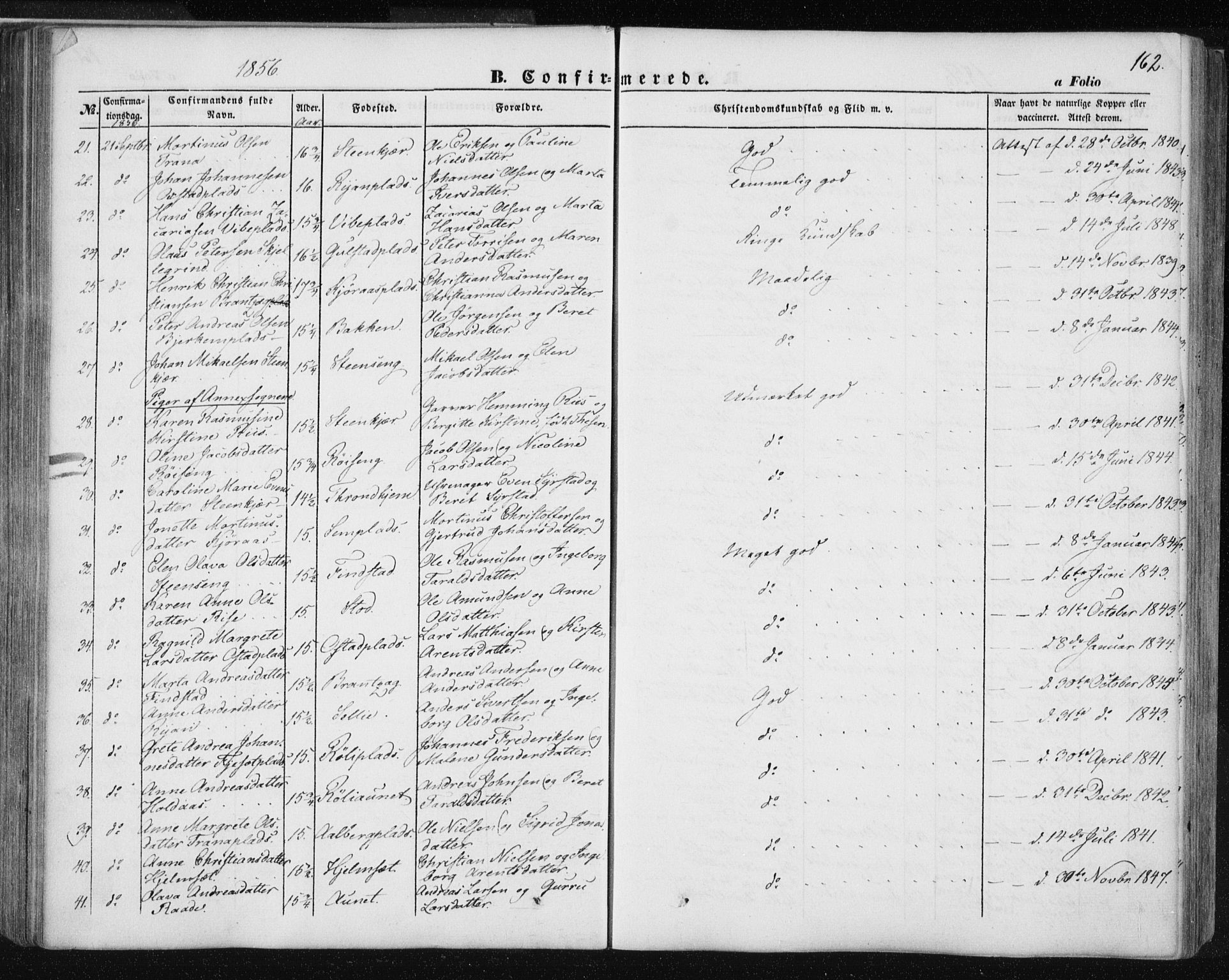 Ministerialprotokoller, klokkerbøker og fødselsregistre - Nord-Trøndelag, AV/SAT-A-1458/735/L0342: Parish register (official) no. 735A07 /1, 1849-1862, p. 162