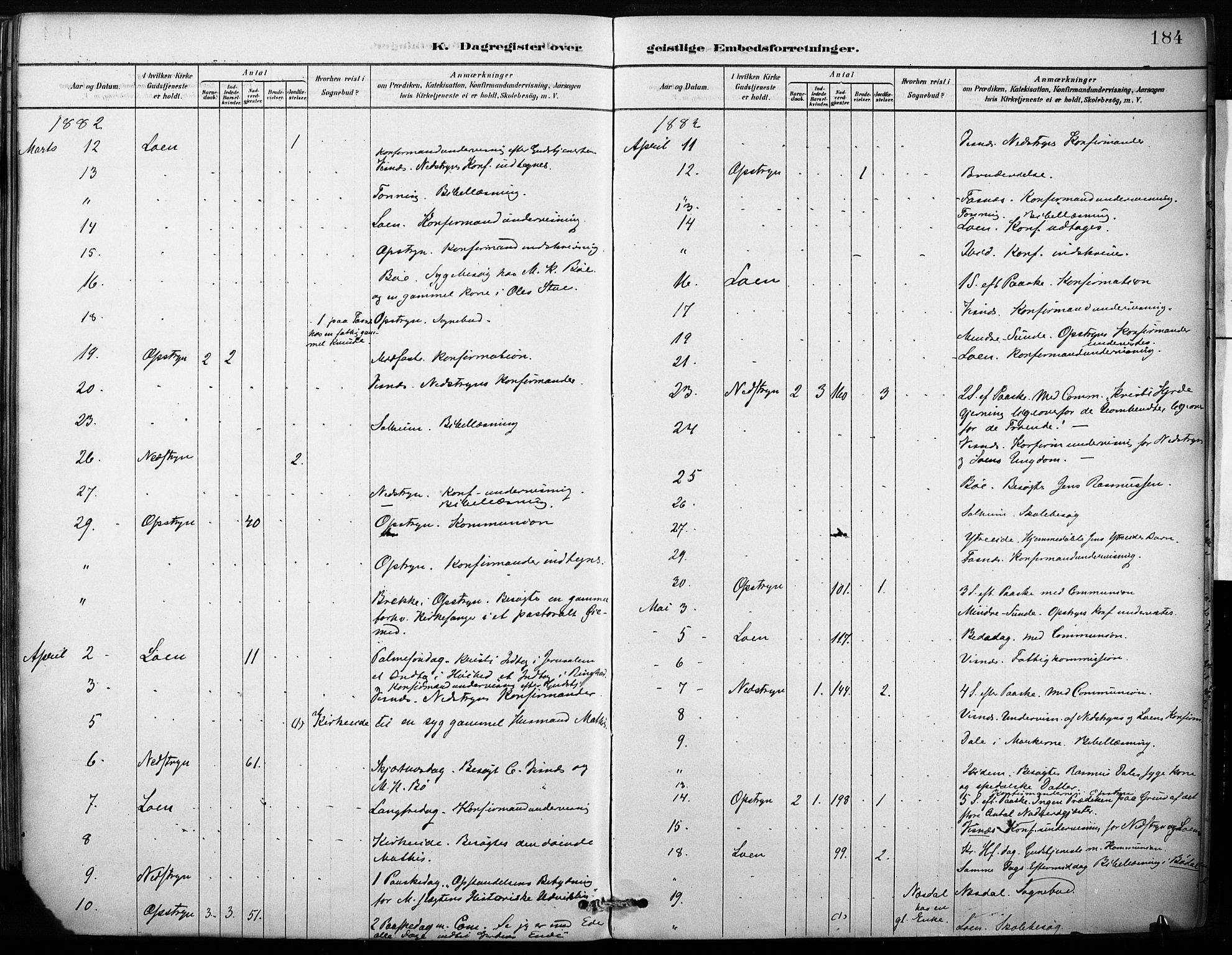 Stryn Sokneprestembete, AV/SAB-A-82501: Parish register (official) no. B 1, 1878-1907, p. 184