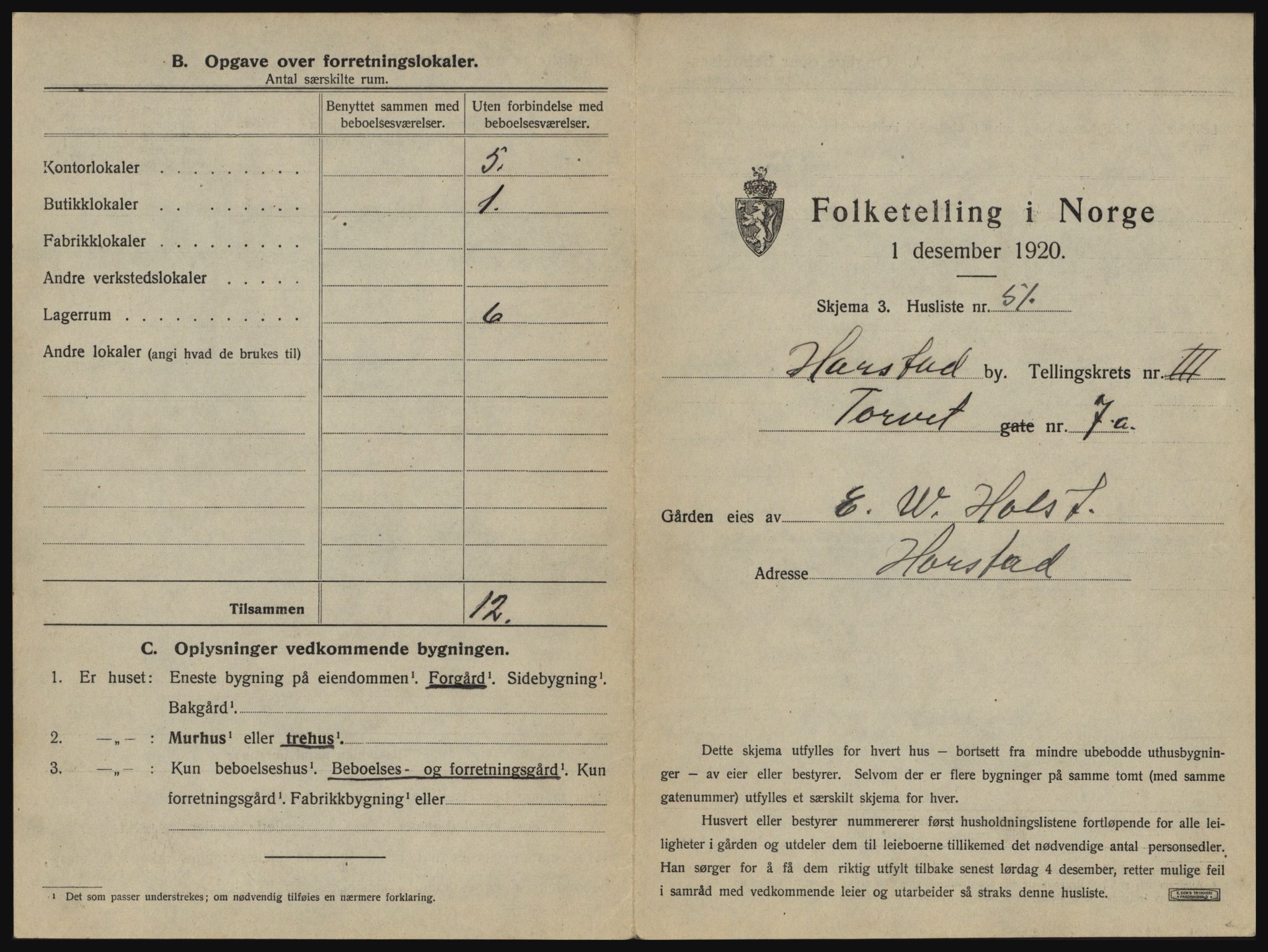 SATØ, 1920 census for Harstad, 1920, p. 363