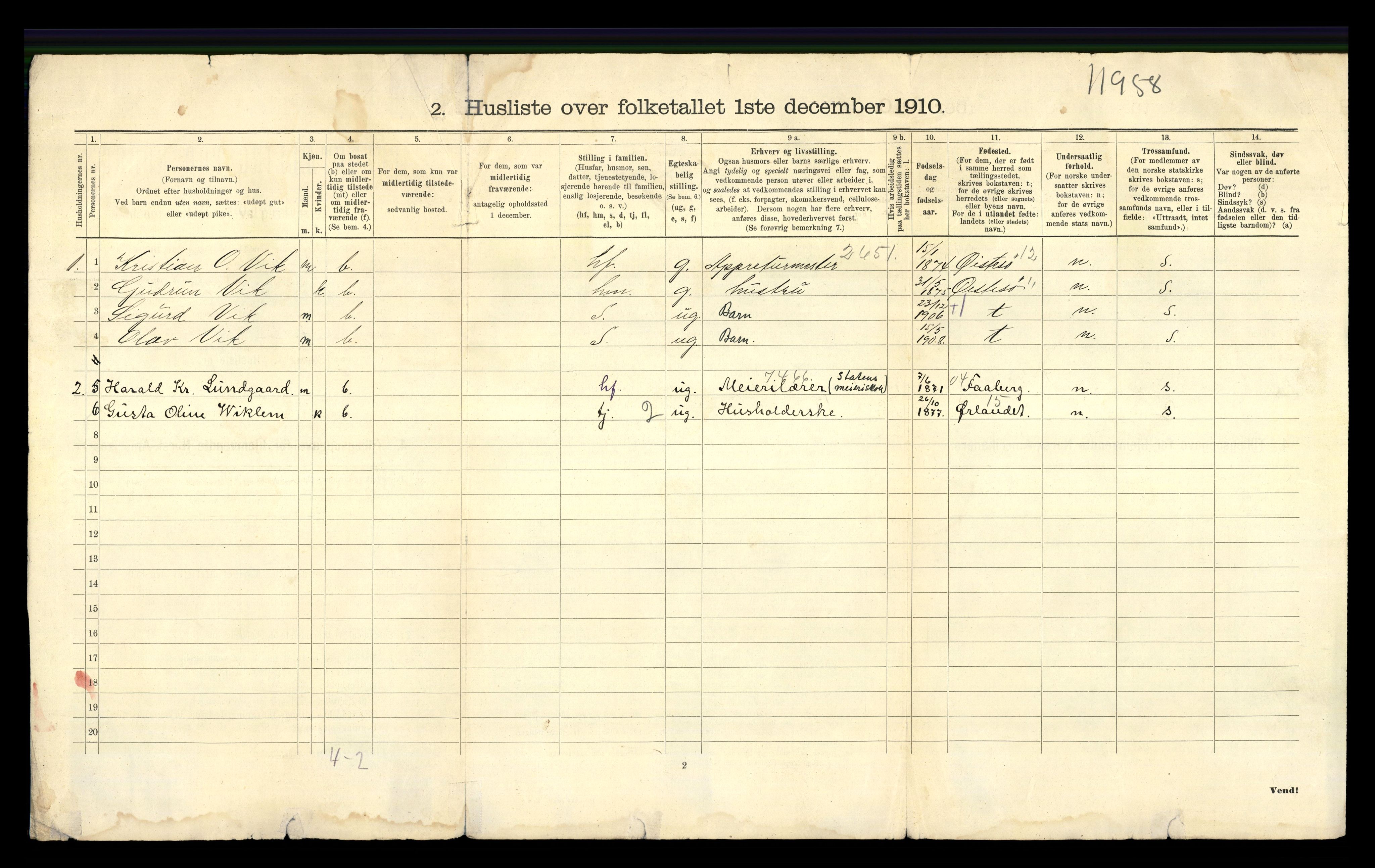 RA, 1910 census for Time, 1910, p. 32