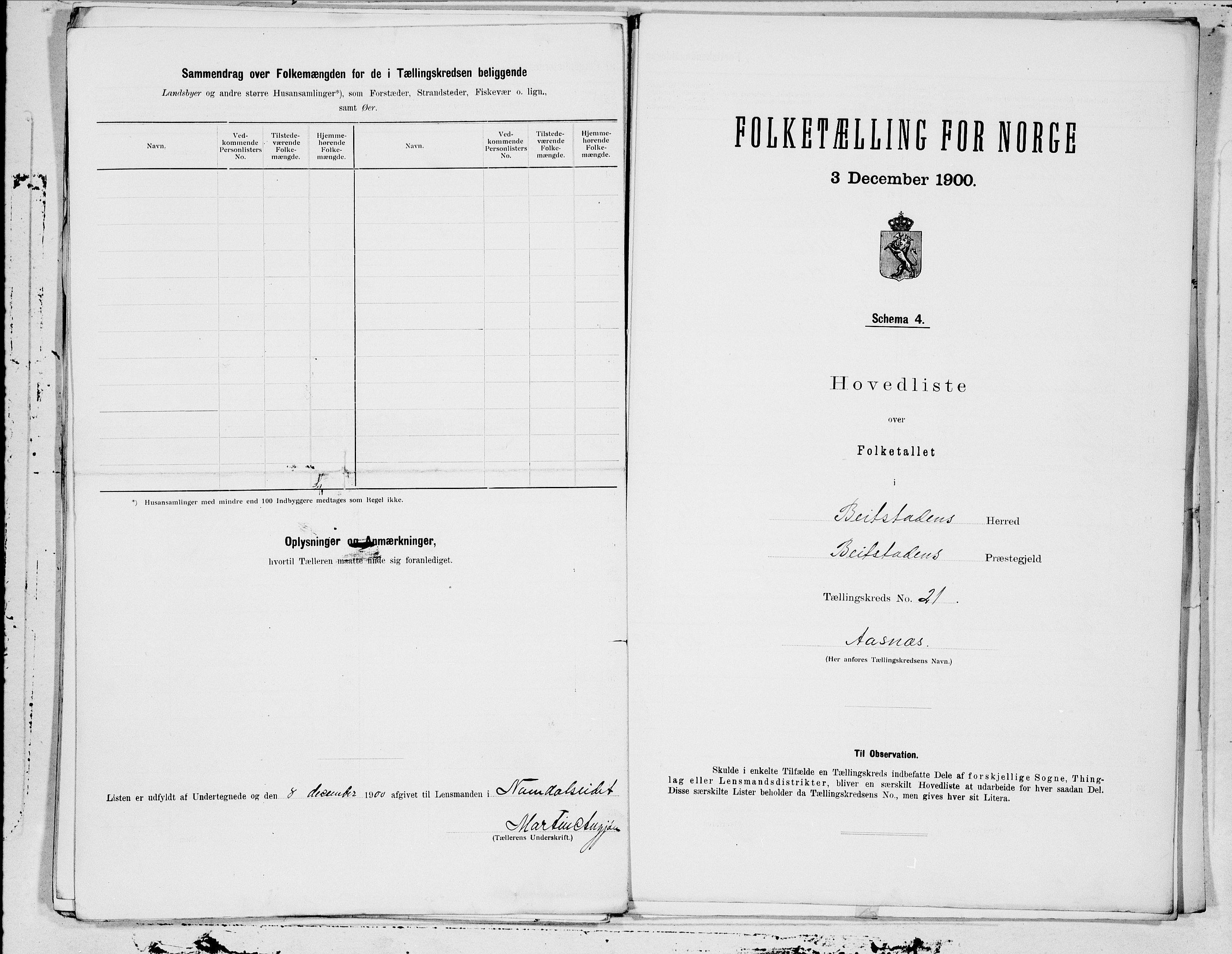 SAT, 1900 census for Beitstad, 1900, p. 42