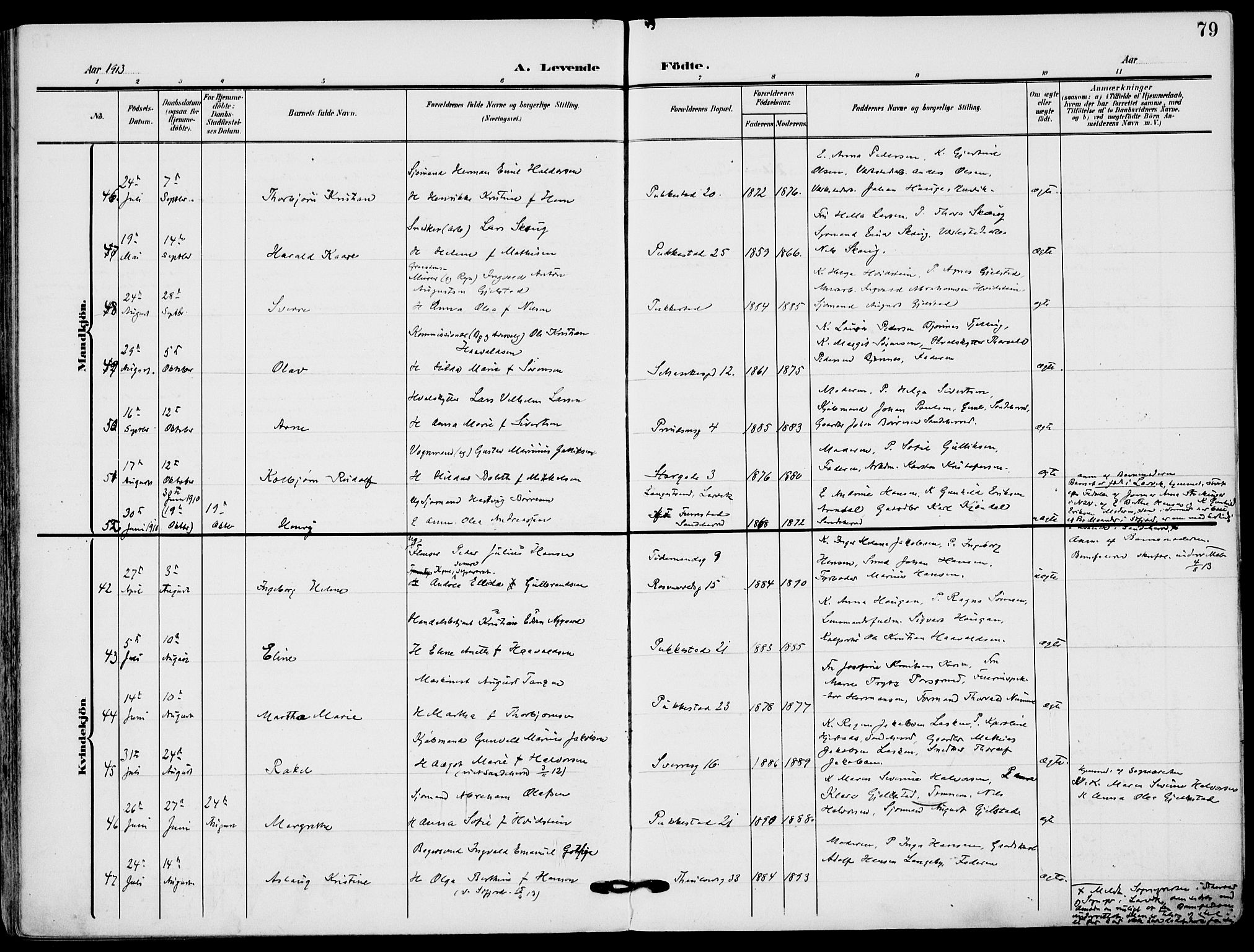 Sandefjord kirkebøker, SAKO/A-315/F/Fa/L0005: Parish register (official) no. 5, 1906-1915, p. 79