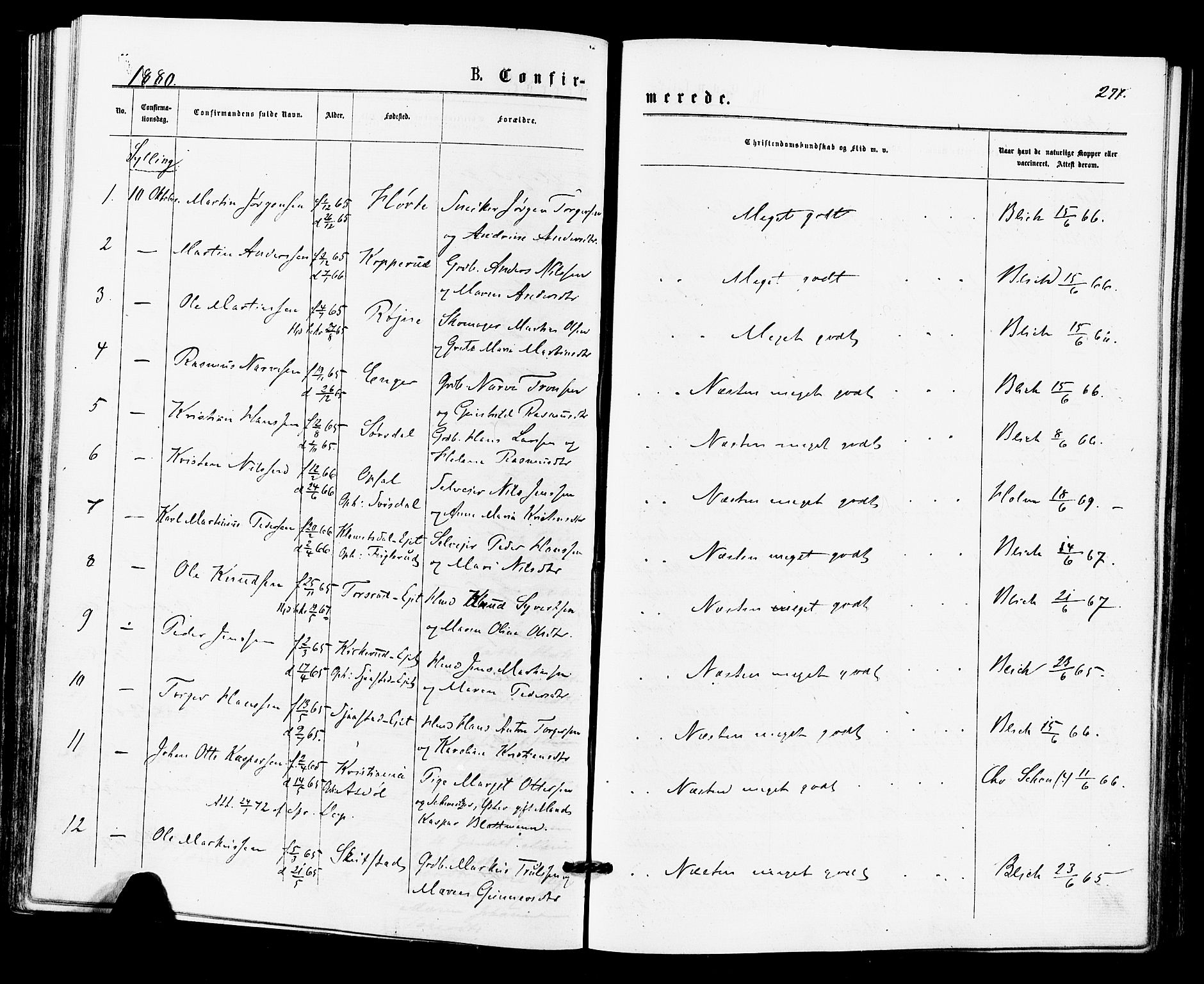 Lier kirkebøker, AV/SAKO-A-230/F/Fa/L0014: Parish register (official) no. I 14, 1875-1882, p. 271