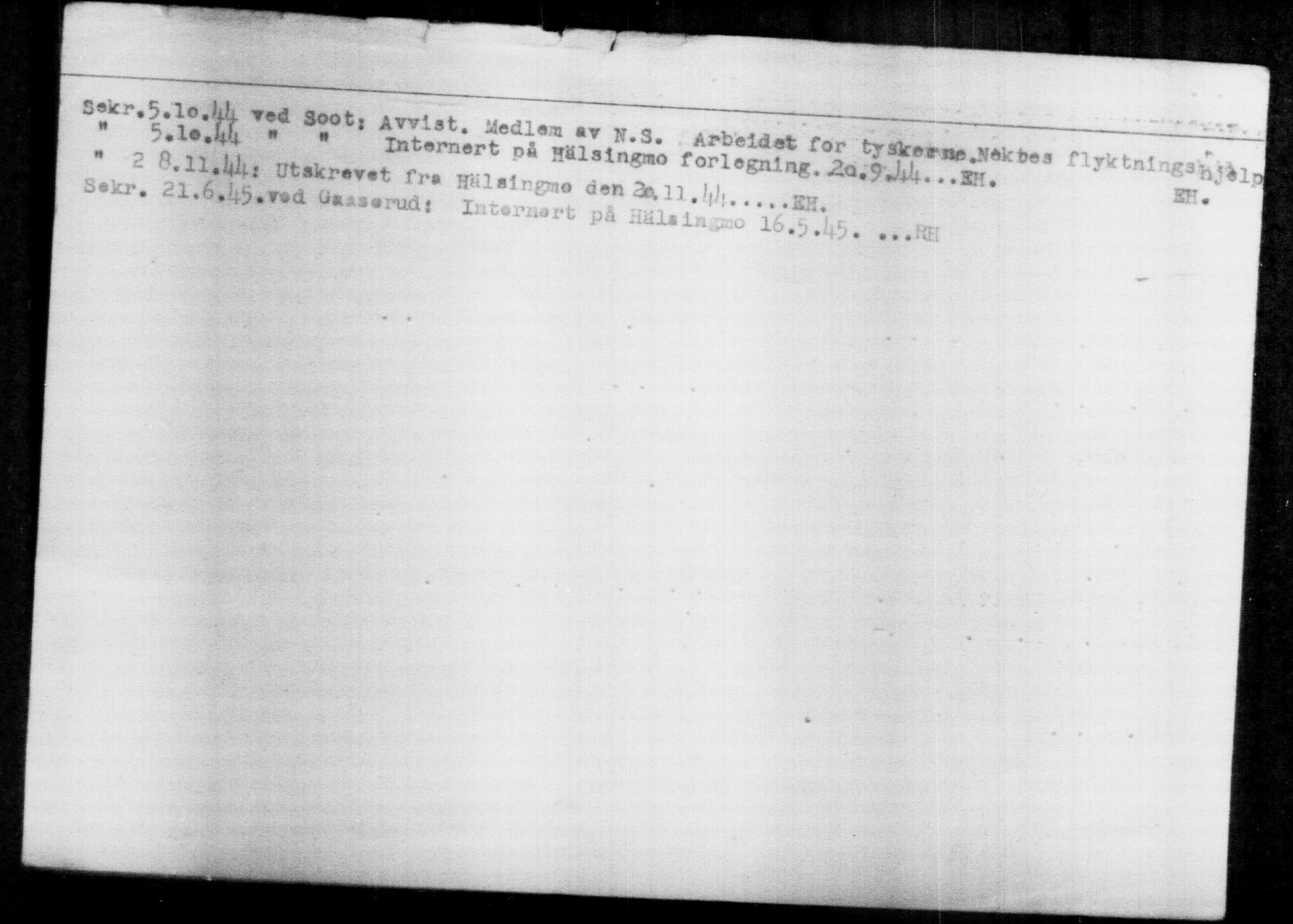 Utenriksstasjonene, Legasjonen i Stockholm, Flyktningkontoret, AV/RA-S-6753/V/Va/L0013: Kjesäterkartoteket, flyktninger med registreringsnr. 31500-34731, 1940-1945, p. 1877