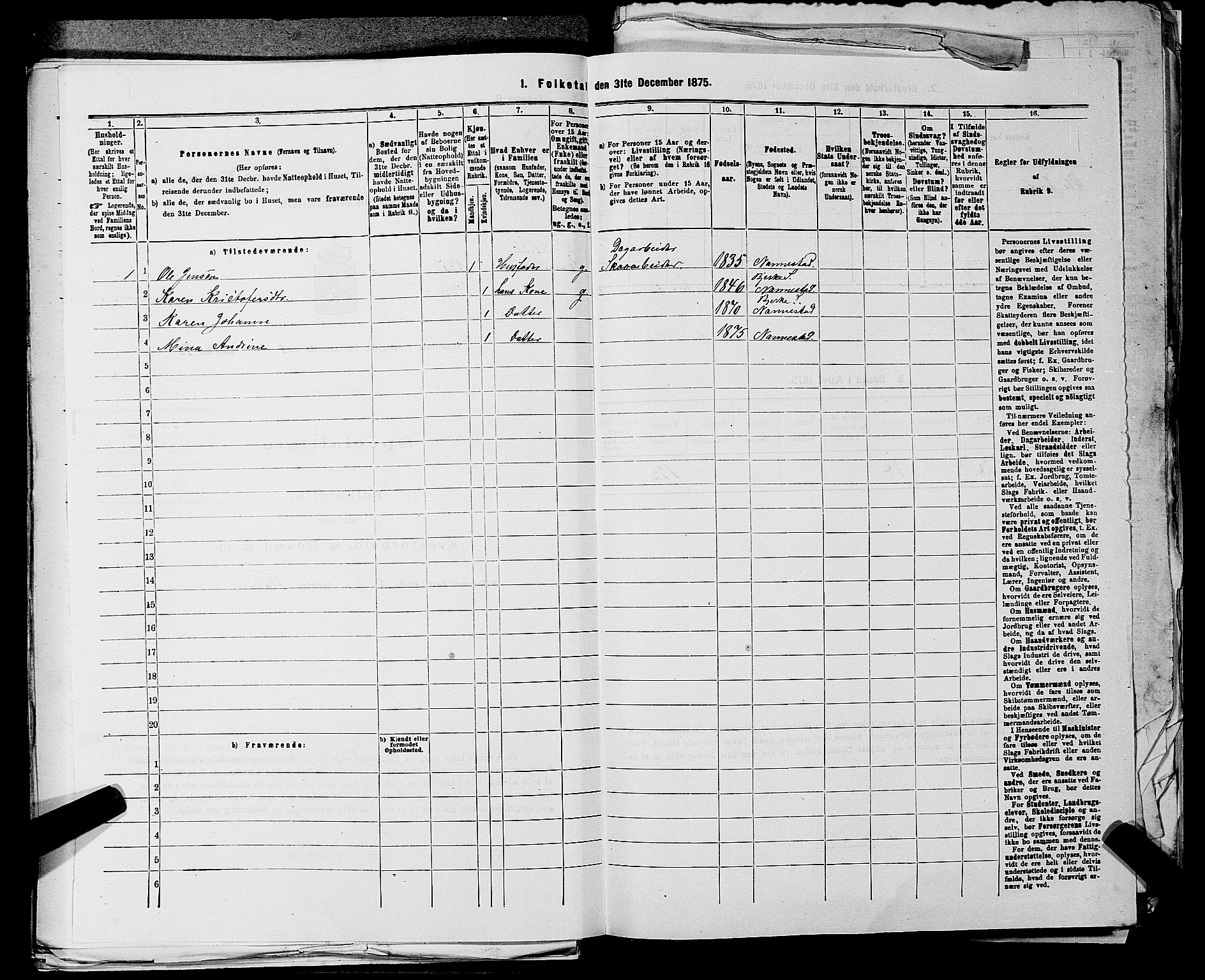 RA, 1875 census for 0238P Nannestad, 1875, p. 562