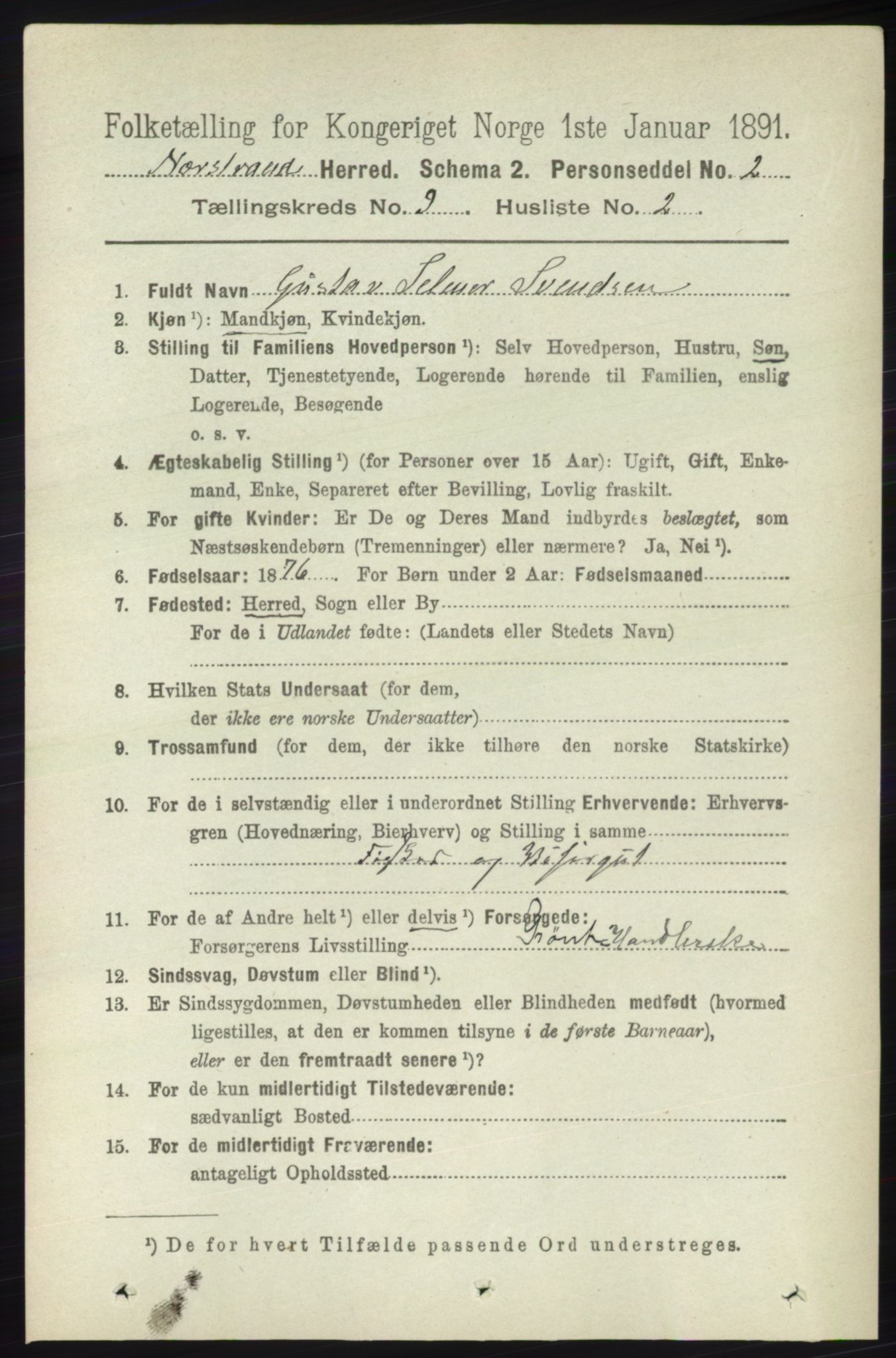 RA, 1891 census for 1139 Nedstrand, 1891, p. 1665