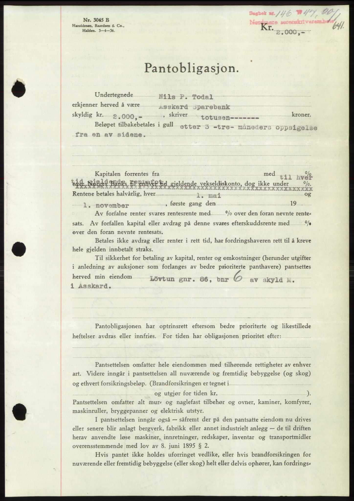 Nordmøre sorenskriveri, AV/SAT-A-4132/1/2/2Ca: Mortgage book no. B95, 1946-1947, Diary no: : 146/1947