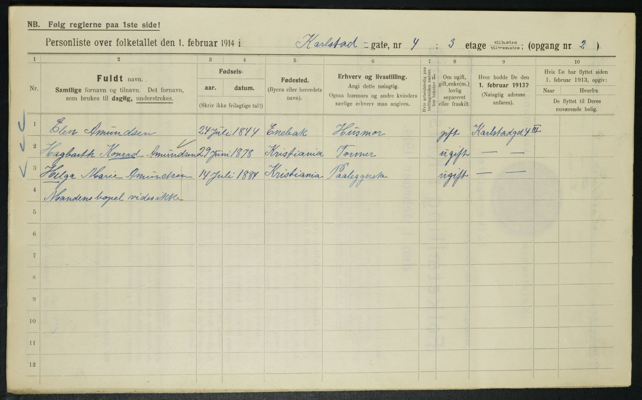 OBA, Municipal Census 1914 for Kristiania, 1914, p. 48922