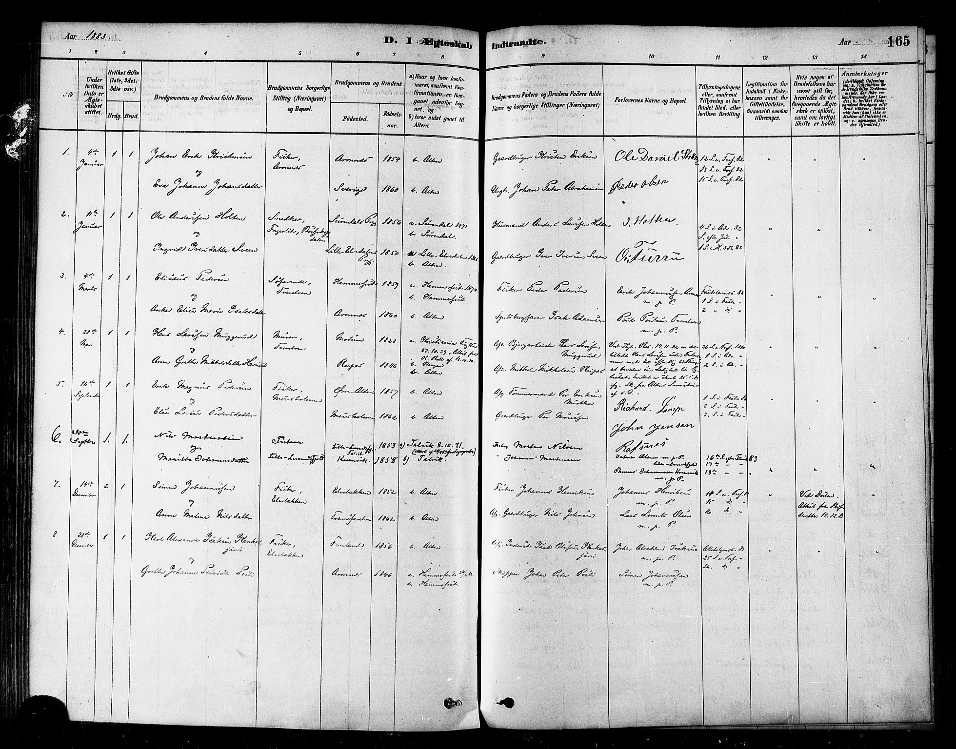 Alta sokneprestkontor, SATØ/S-1338/H/Ha/L0002.kirke: Parish register (official) no. 2, 1879-1892, p. 165