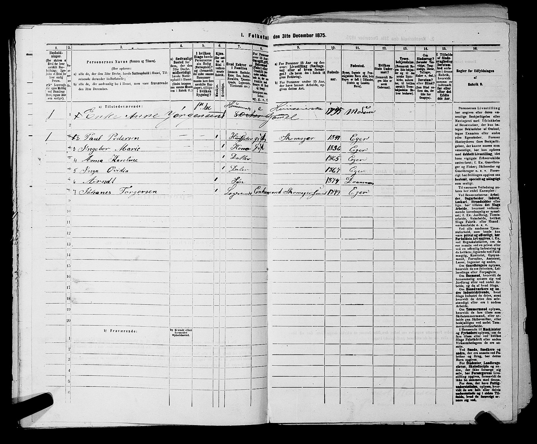 SAKO, 1875 census for 0602 Drammen, 1875, p. 619