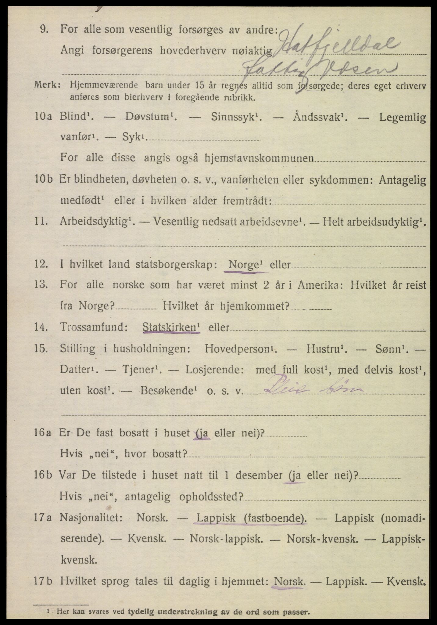 SAT, 1920 census for Hattfjelldal, 1920, p. 2147