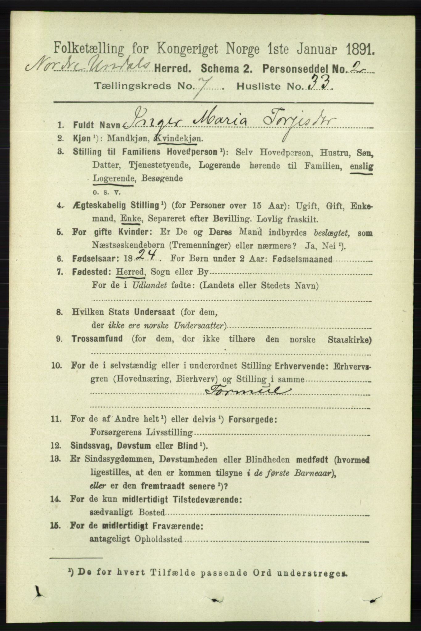 RA, 1891 census for 1028 Nord-Audnedal, 1891, p. 1982