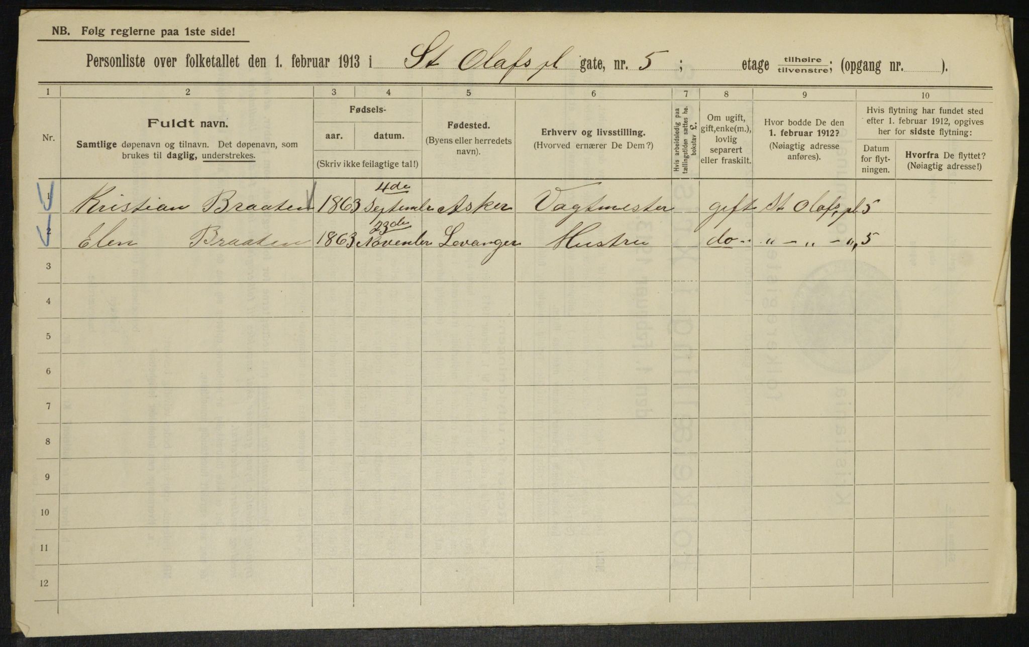 OBA, Municipal Census 1913 for Kristiania, 1913, p. 88466