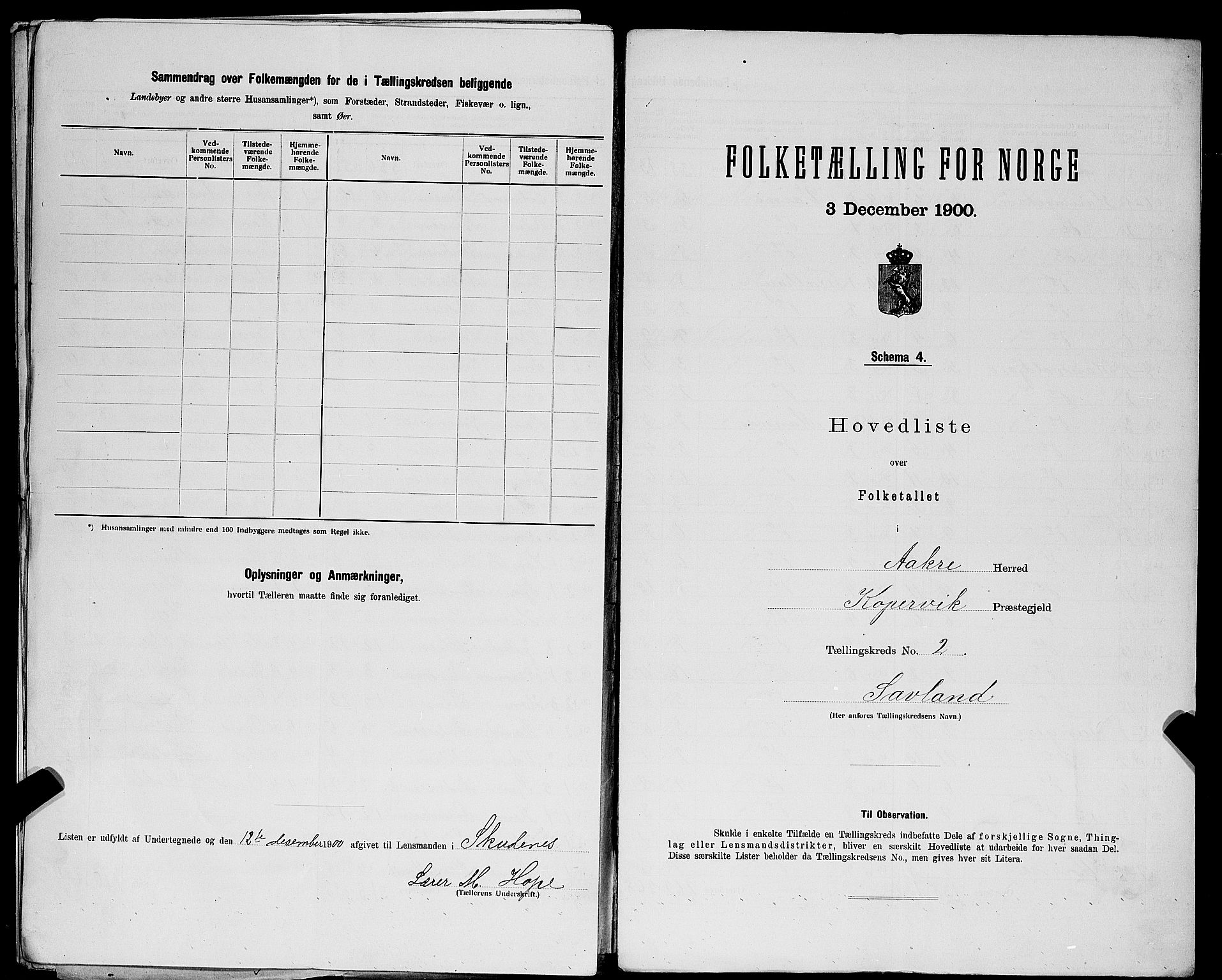 SAST, 1900 census for Åkra, 1900, p. 12