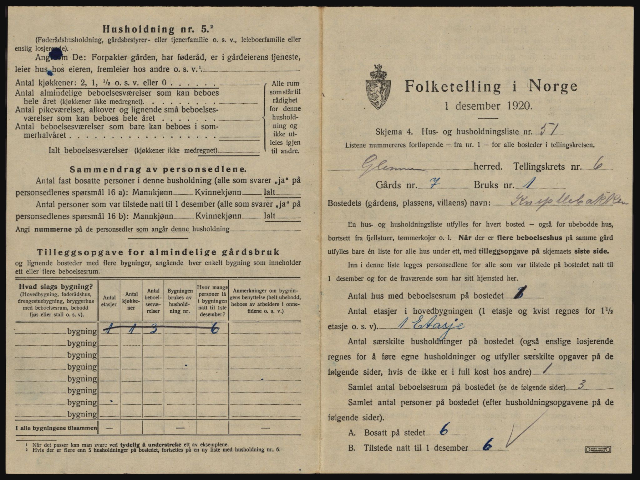 SAO, 1920 census for Glemmen, 1920, p. 2259