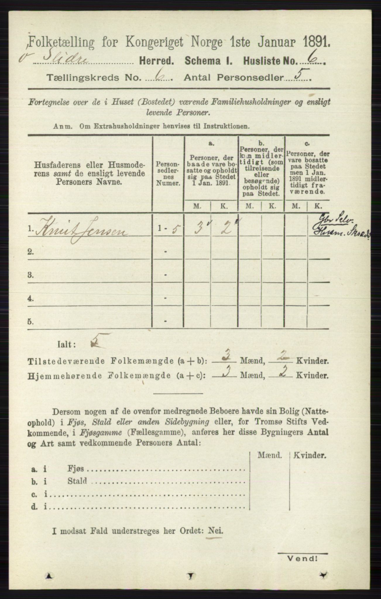 RA, 1891 census for 0544 Øystre Slidre, 1891, p. 1741